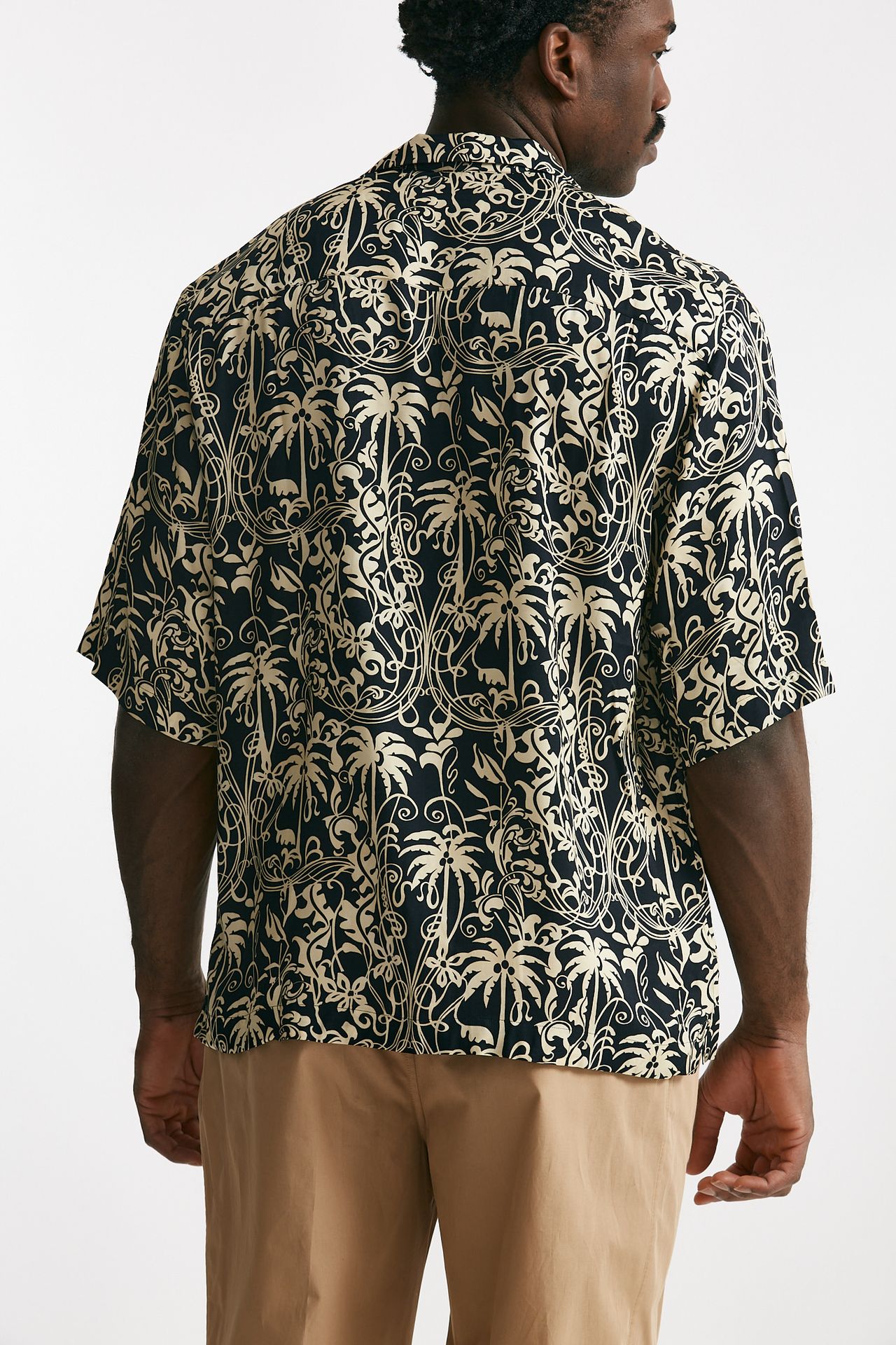 Camicia in viscosa fantasia blu e panna