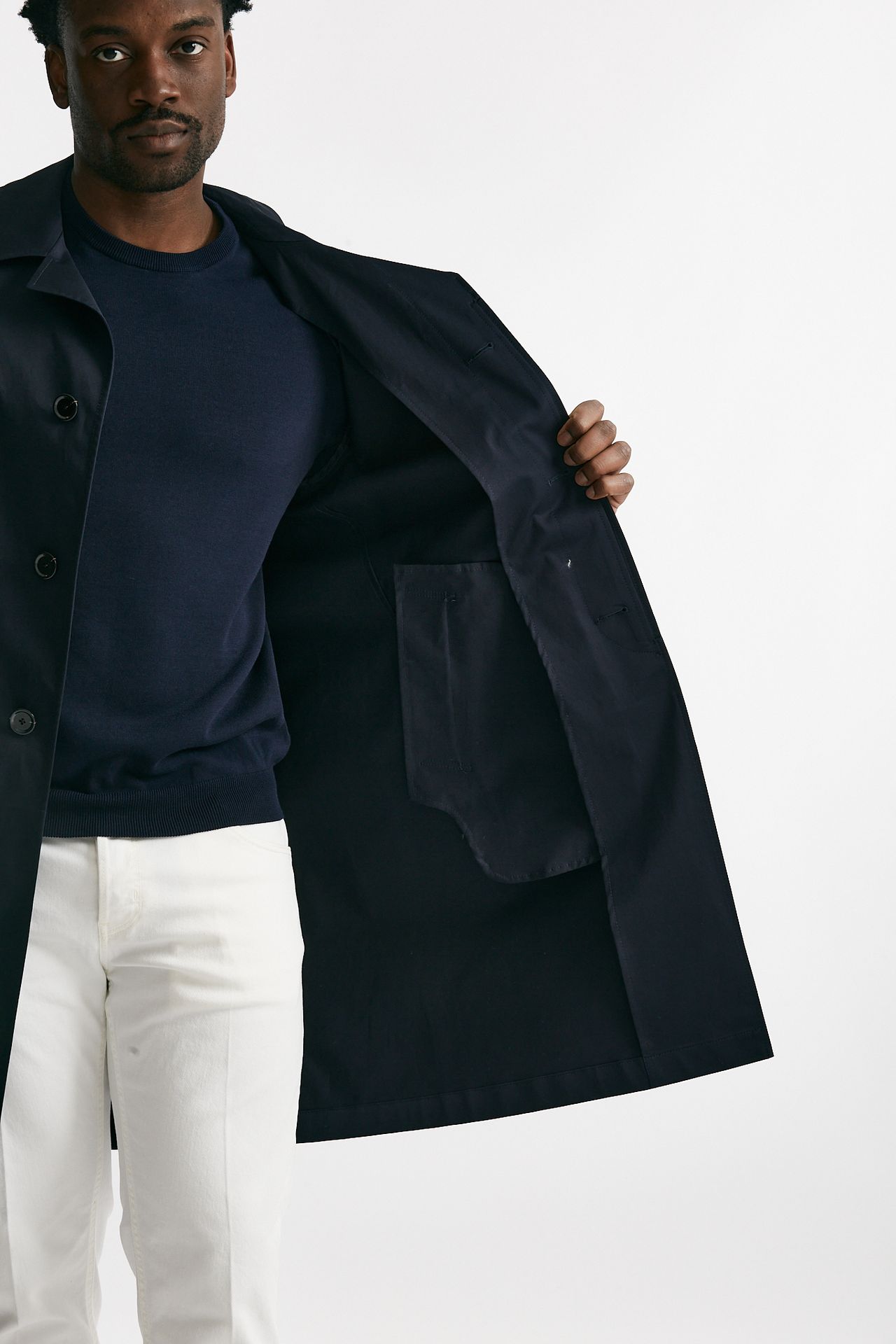 Soprabito in cotone stretch blu