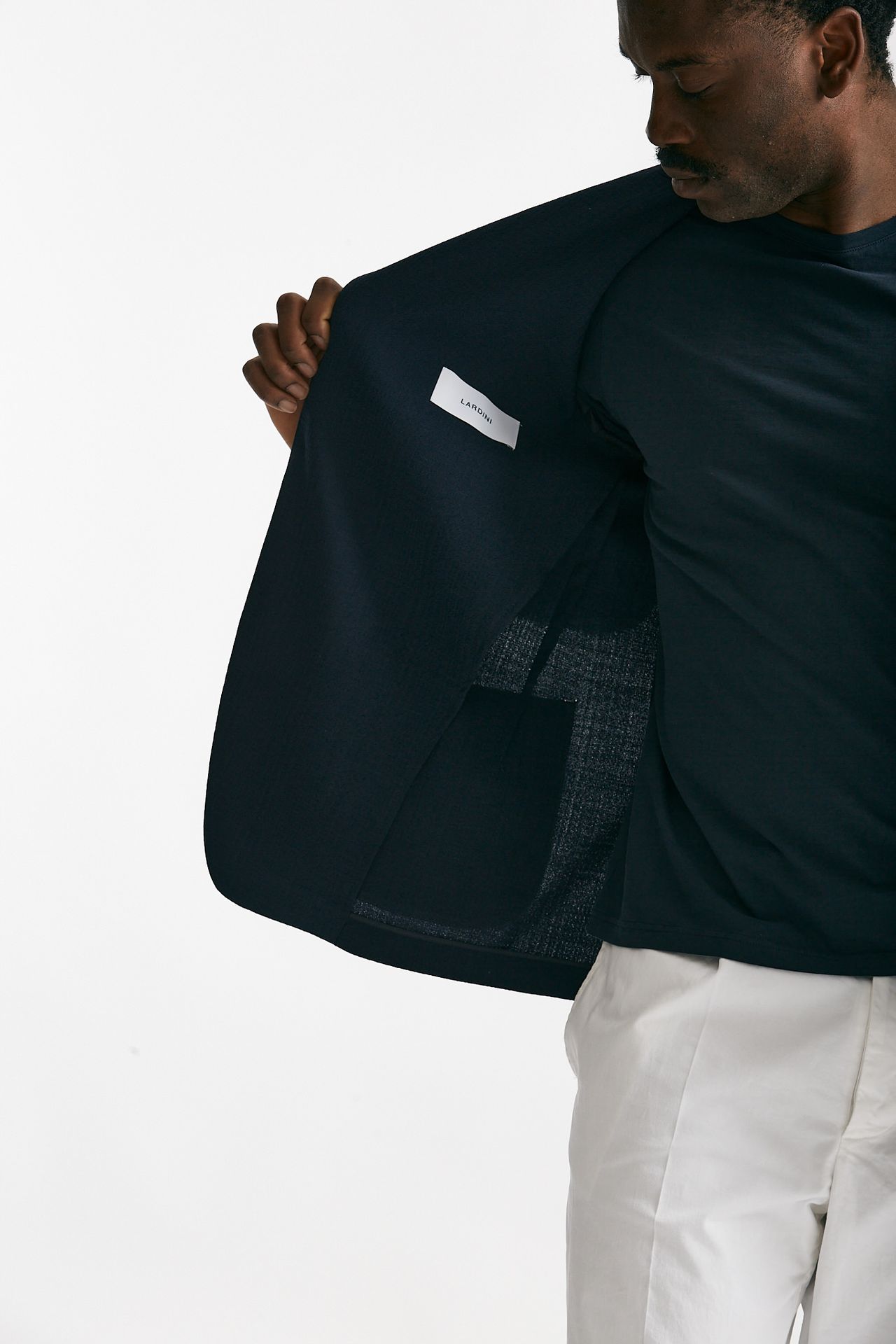 Giacca monopetto blu lana e cotone stretch