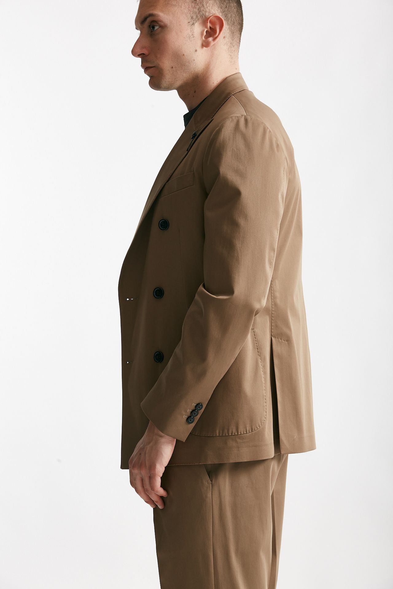 Abito doppiopetto cammello cotone stretch