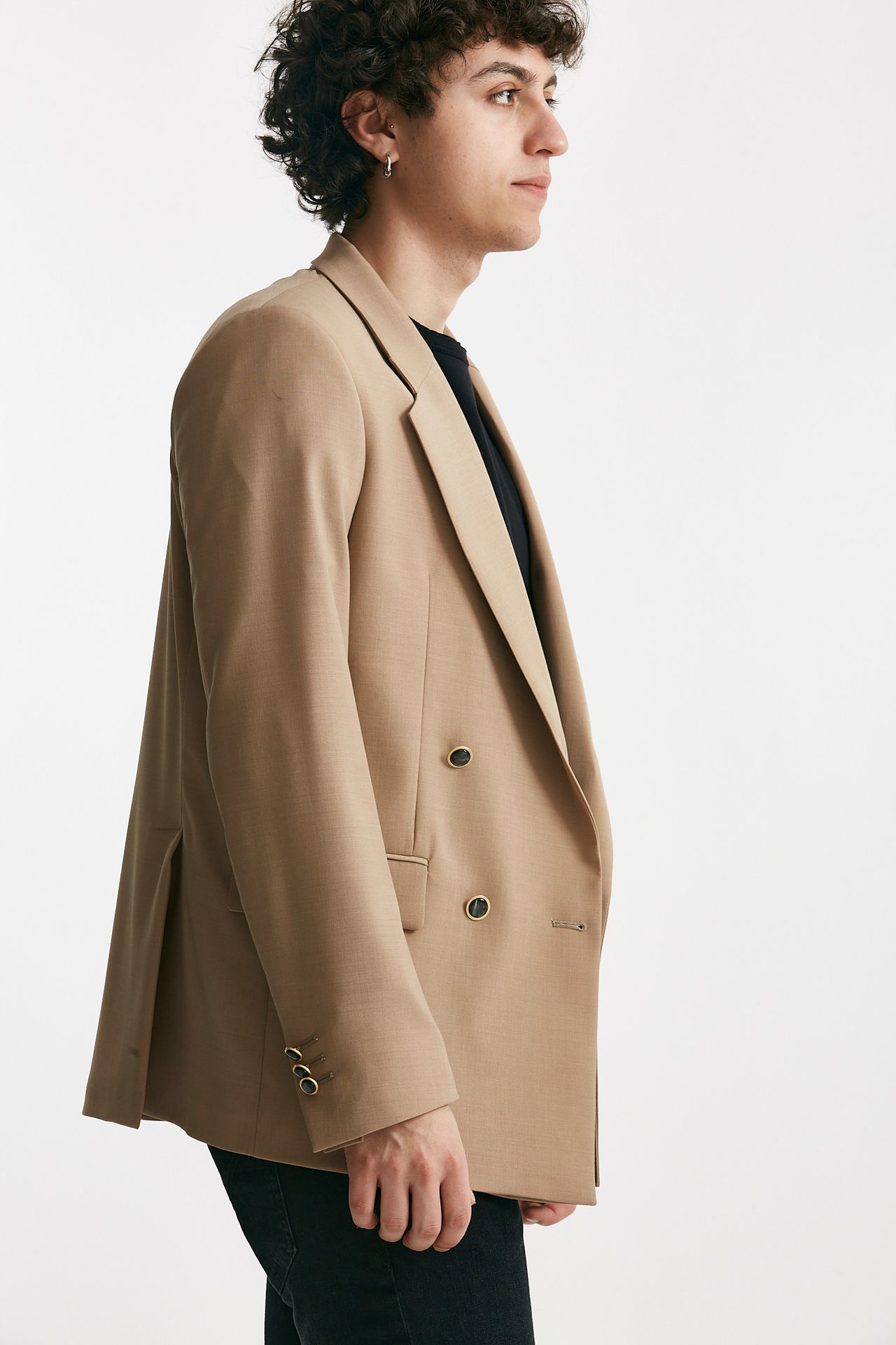 Giacca in doppio petto stretch beige 