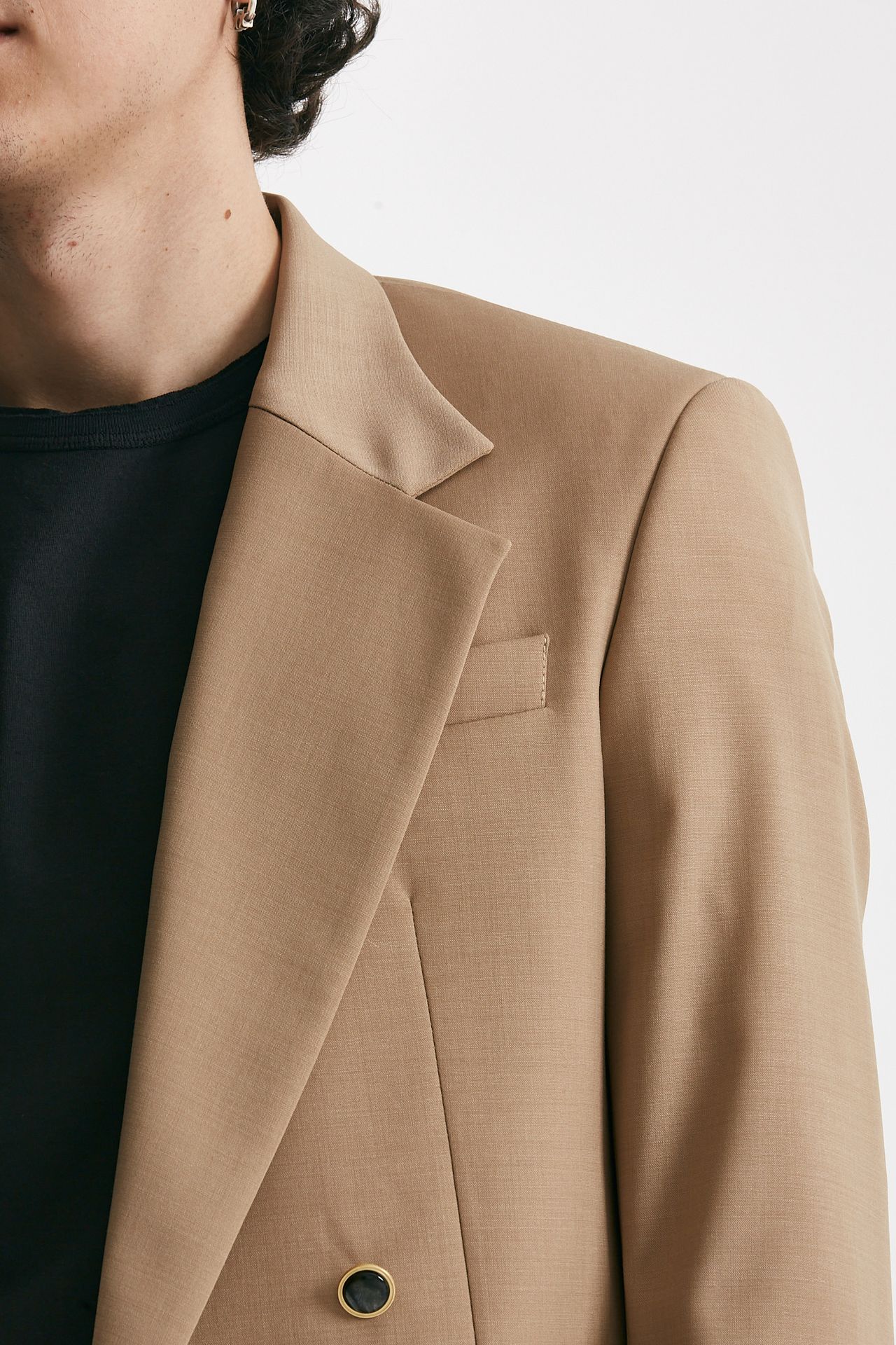 Giacca in doppio petto stretch beige 