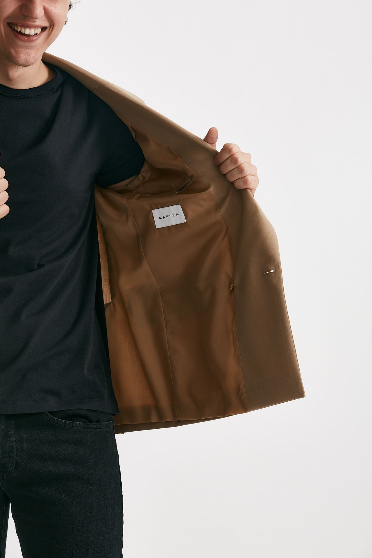 Giacca in doppio petto stretch beige 