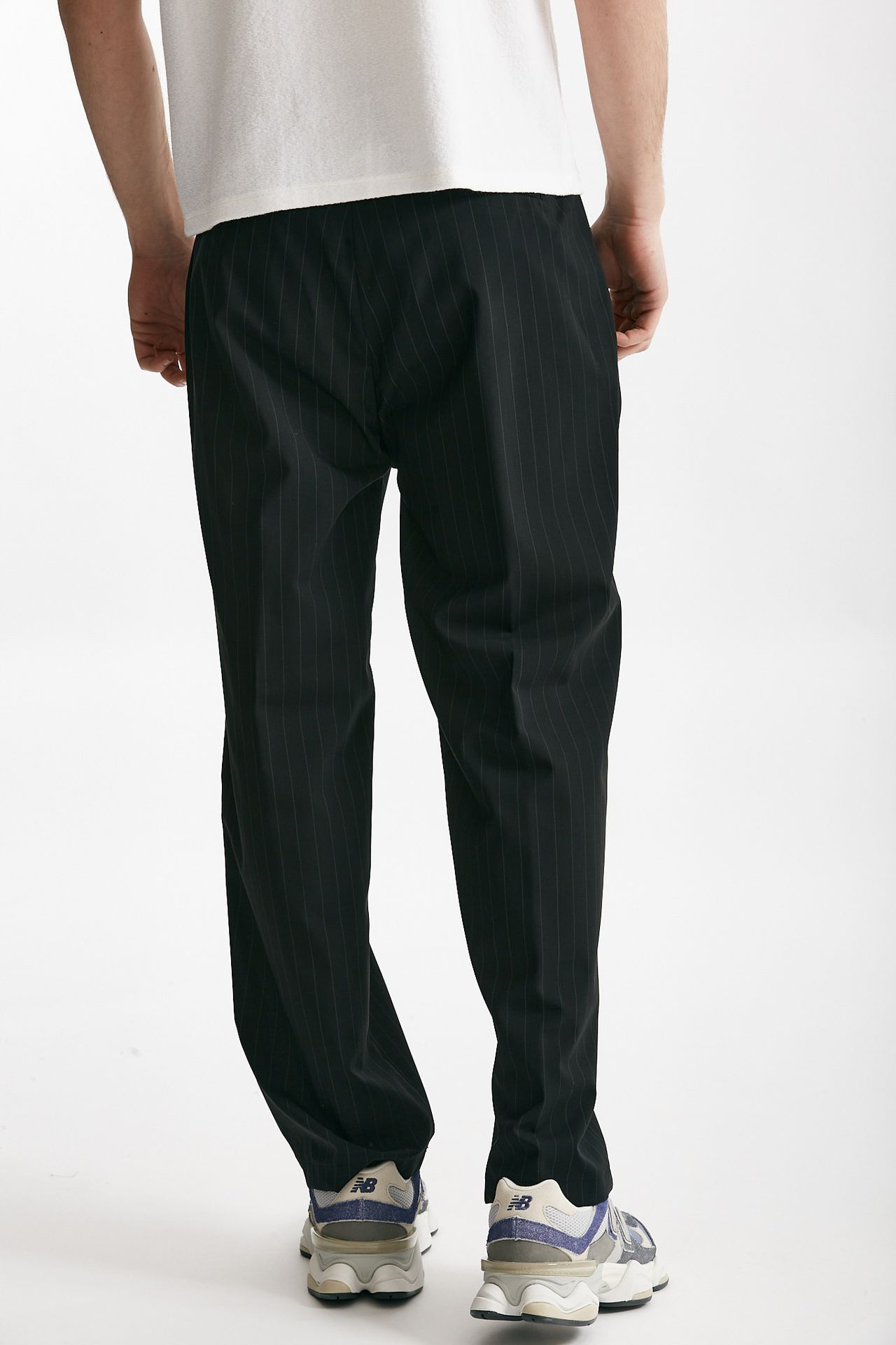 Pantalone poliestere e lana stretch Gessato nero