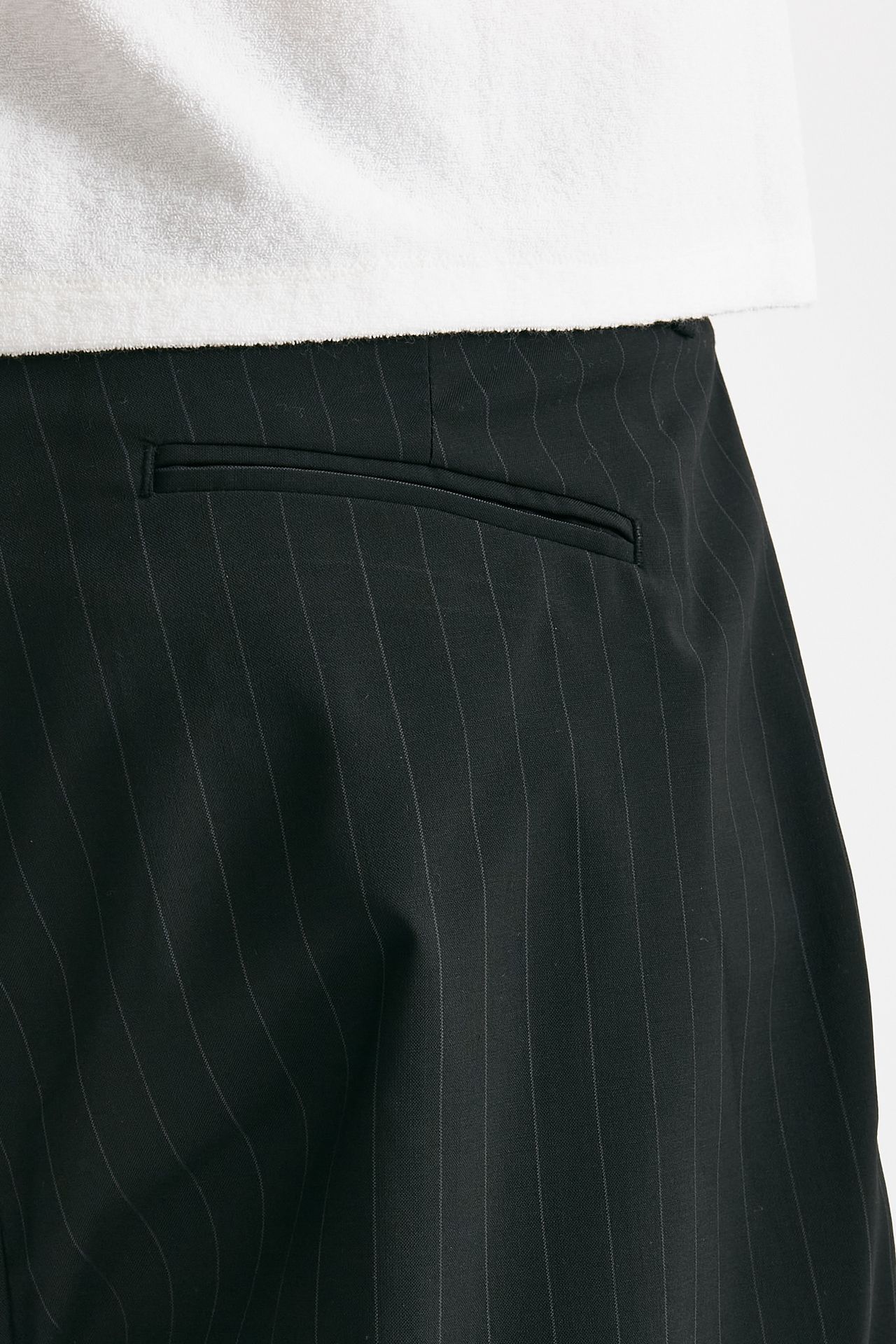 Pantalone poliestere e lana stretch Gessato nero