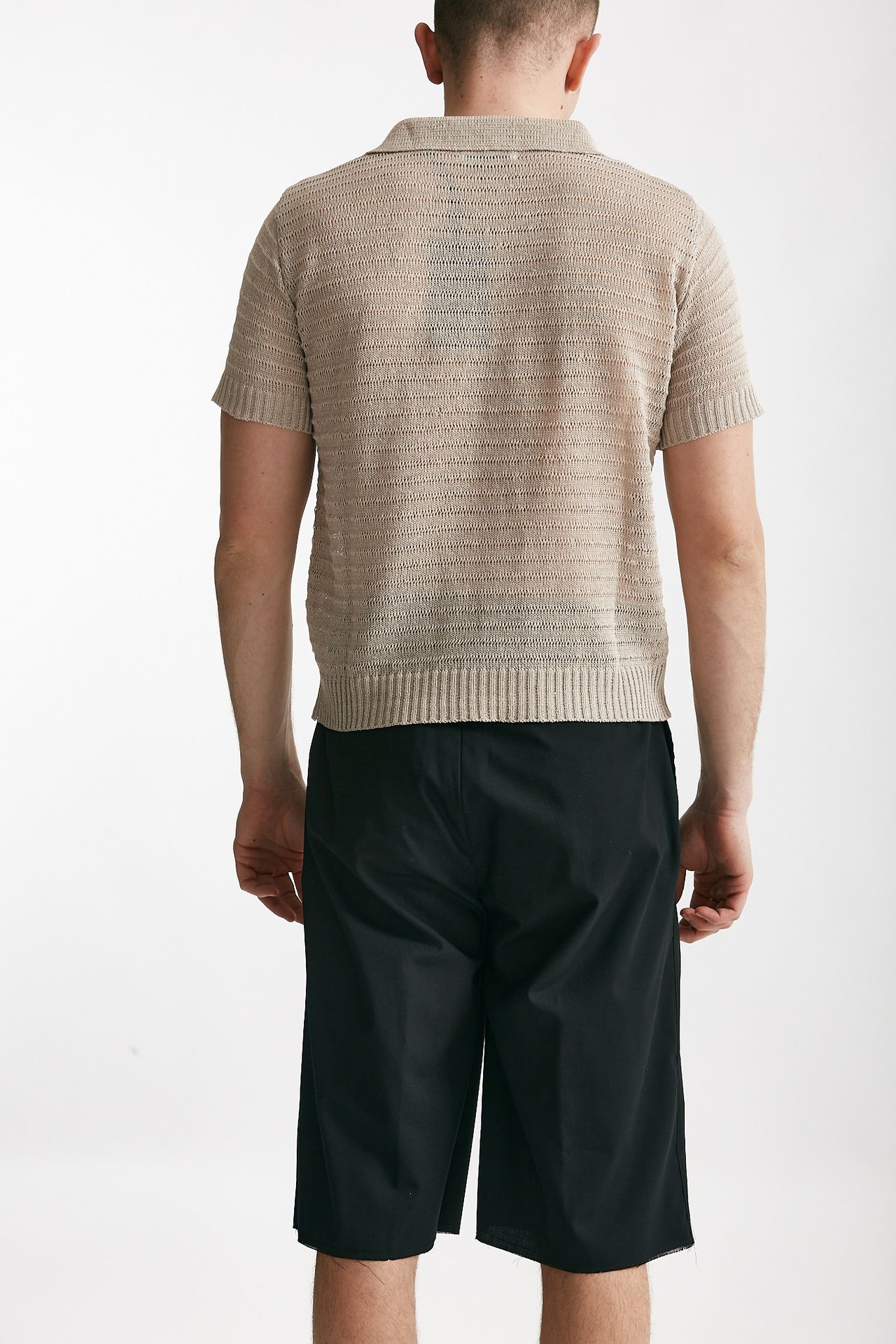 Polo in maglia lino poliammide tortora  