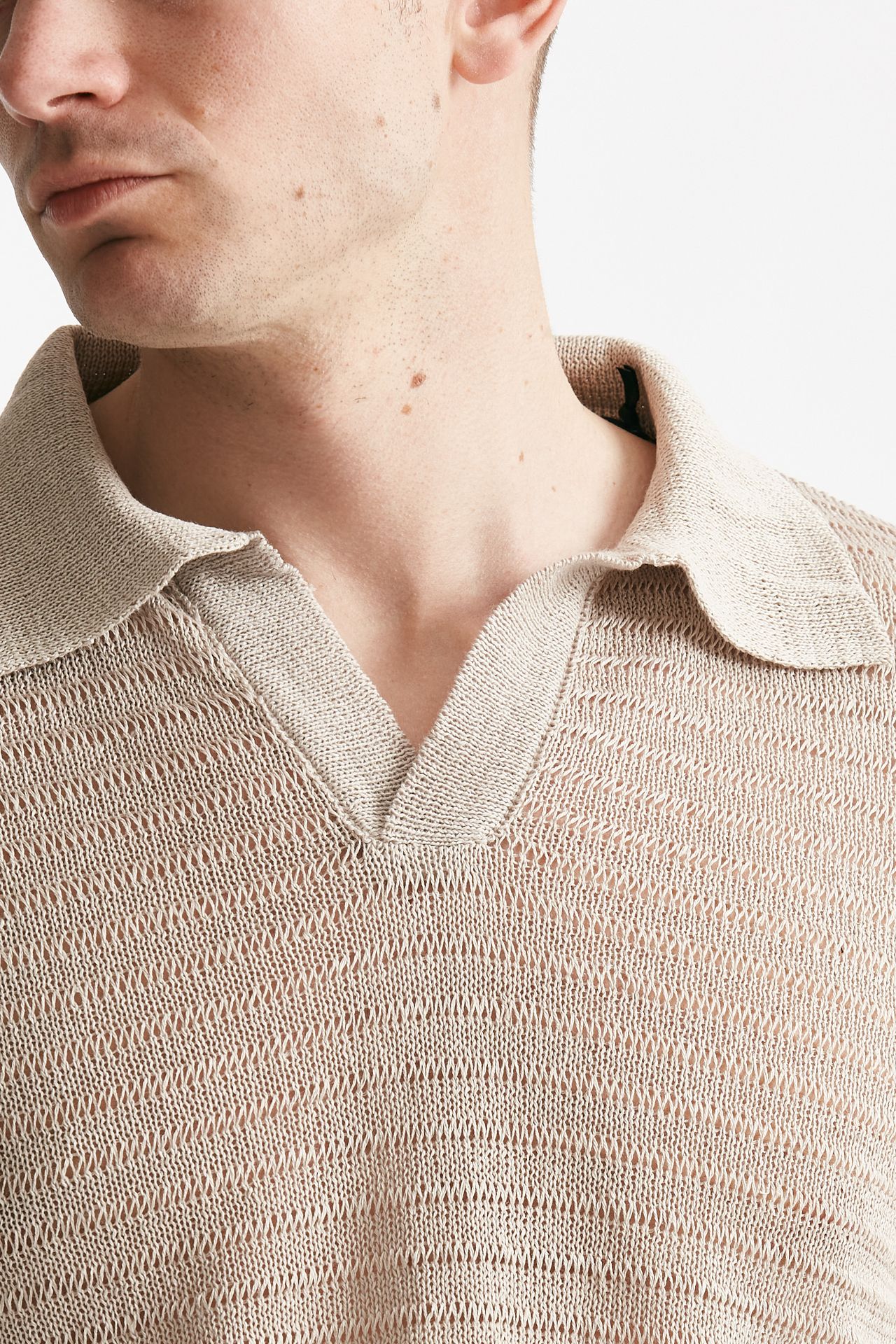 Polo in maglia lino poliammide tortora  