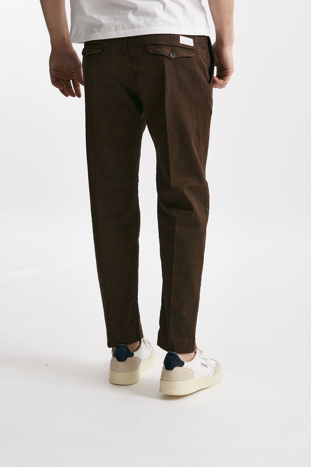 Pantalone chino TIM in cotone/lino cioccolato