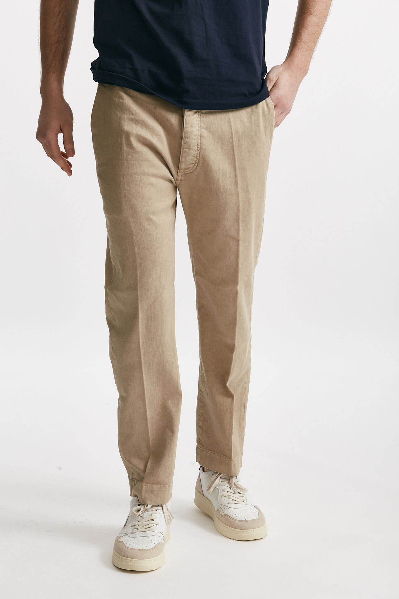 Pantalone chino TIM in cotone/lino sabbia
