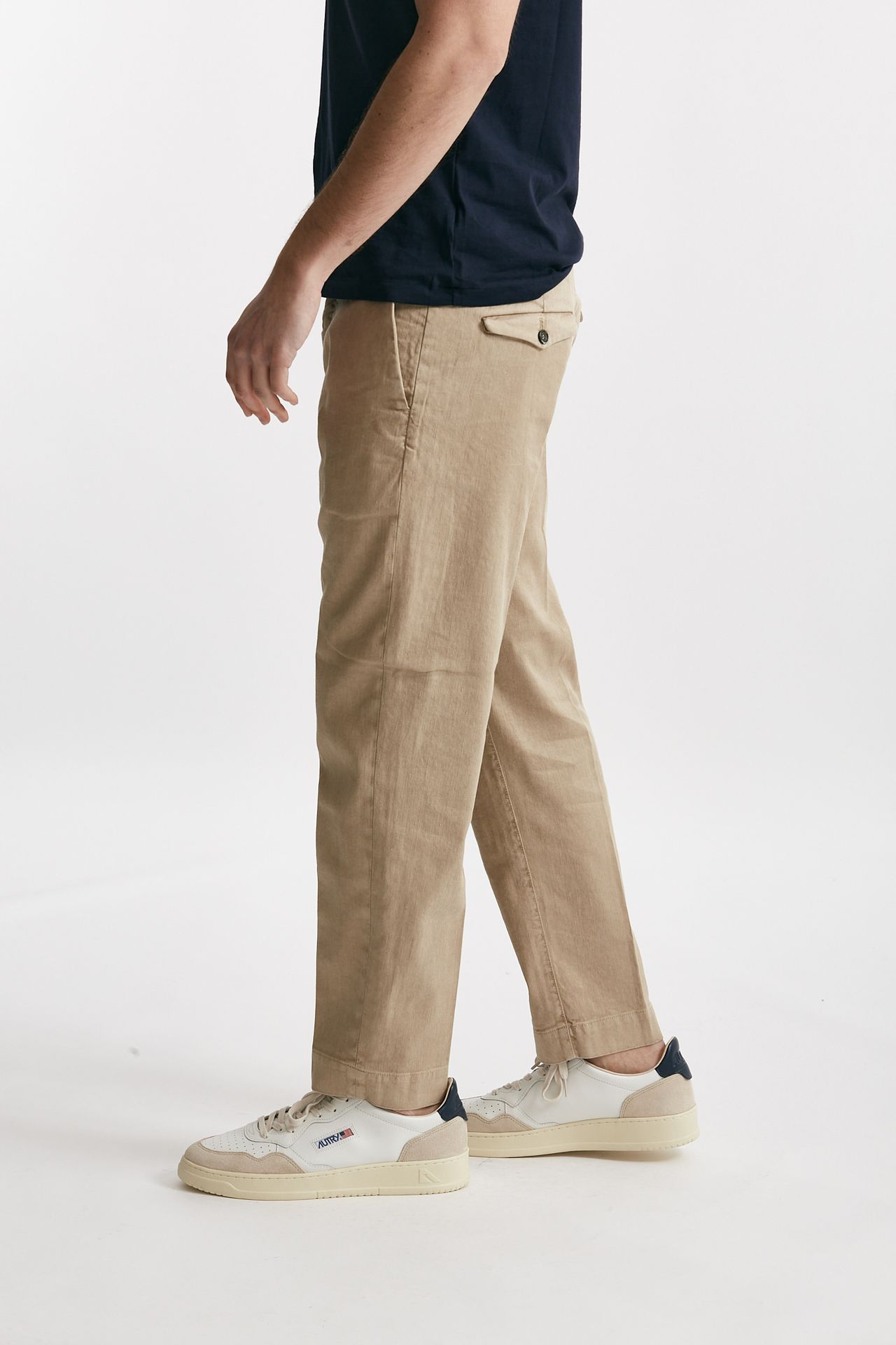 Pantalone chino TIM in cotone/lino sabbia