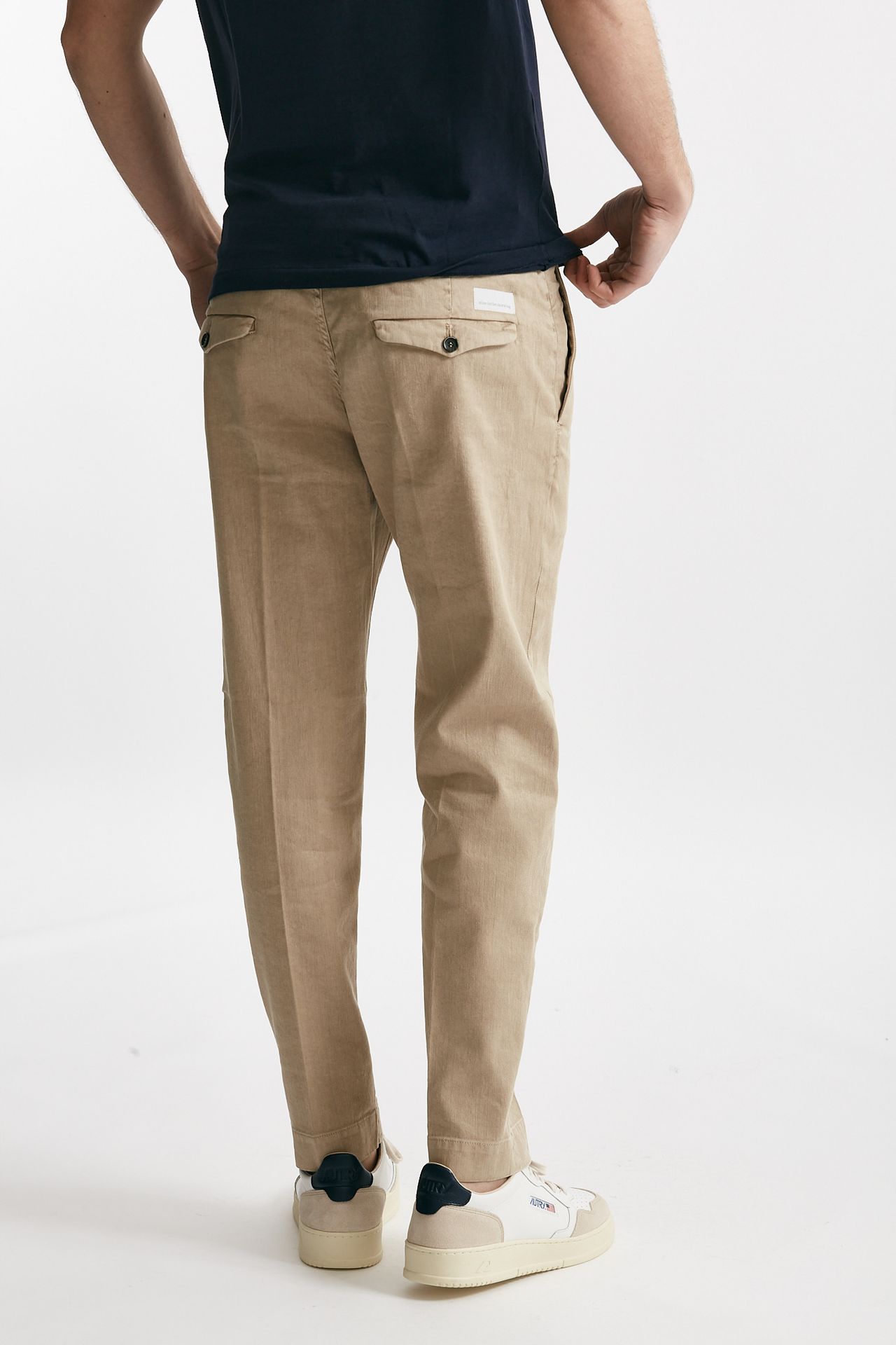 Pantalone chino TIM in cotone/lino sabbia