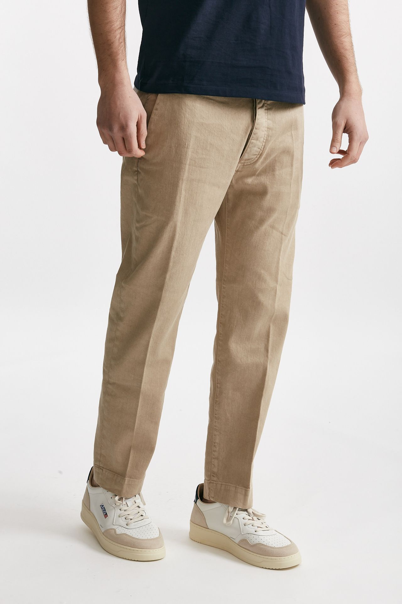 Pantalone chino TIM in cotone/lino sabbia