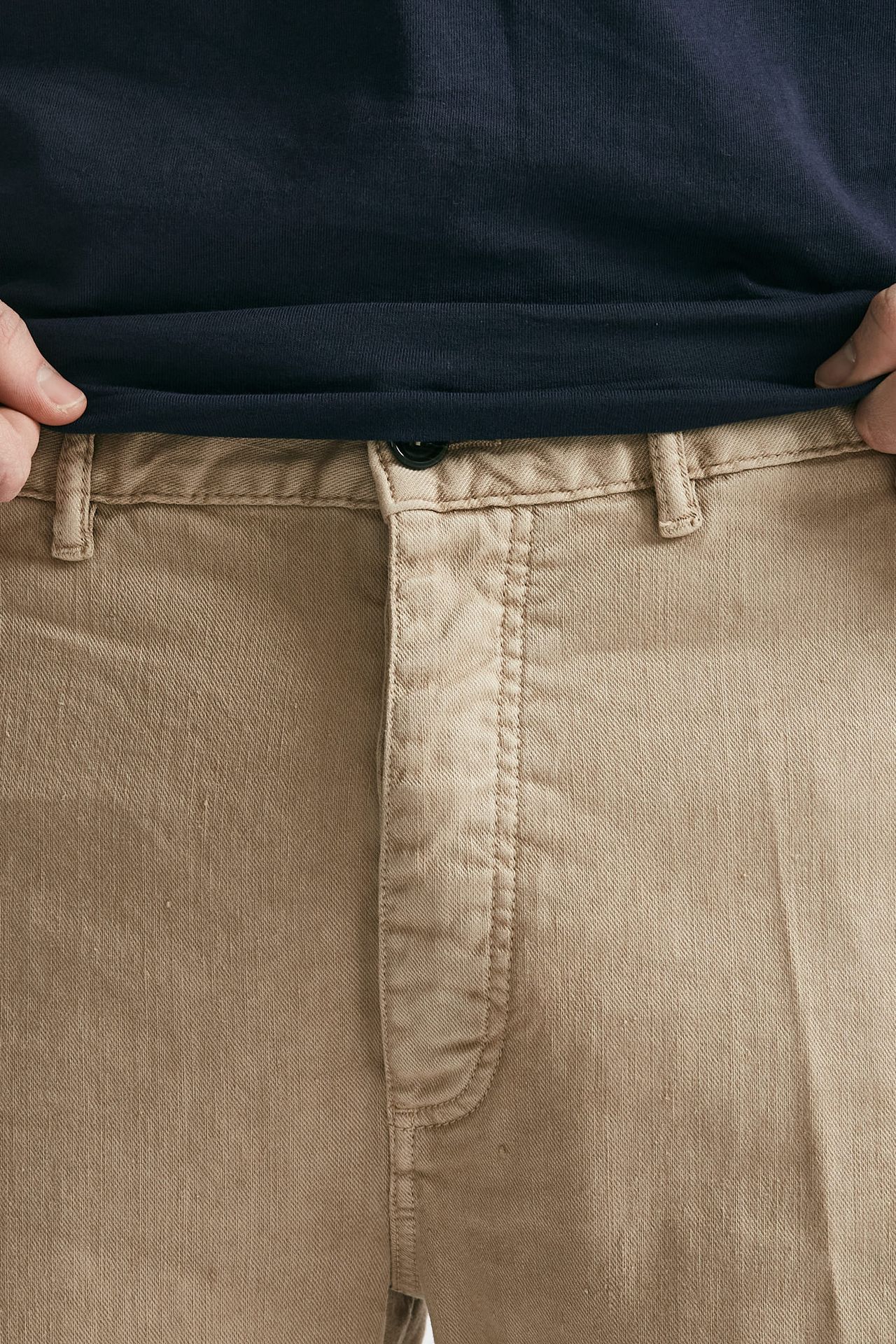 Pantalone chino TIM in cotone/lino sabbia