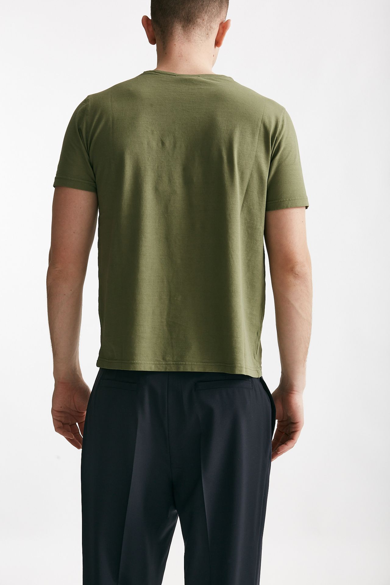 T shirt in cotone verde militare