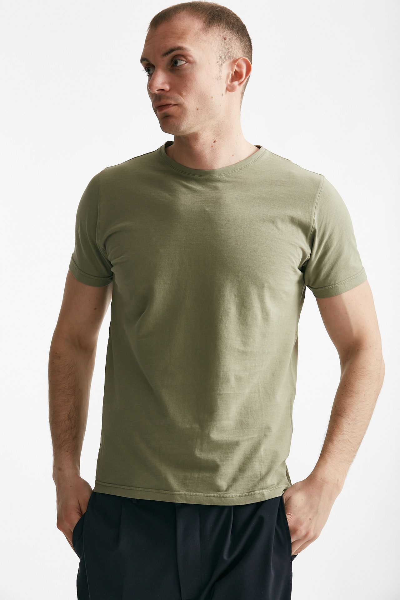 T shirt in cotone verde salvia