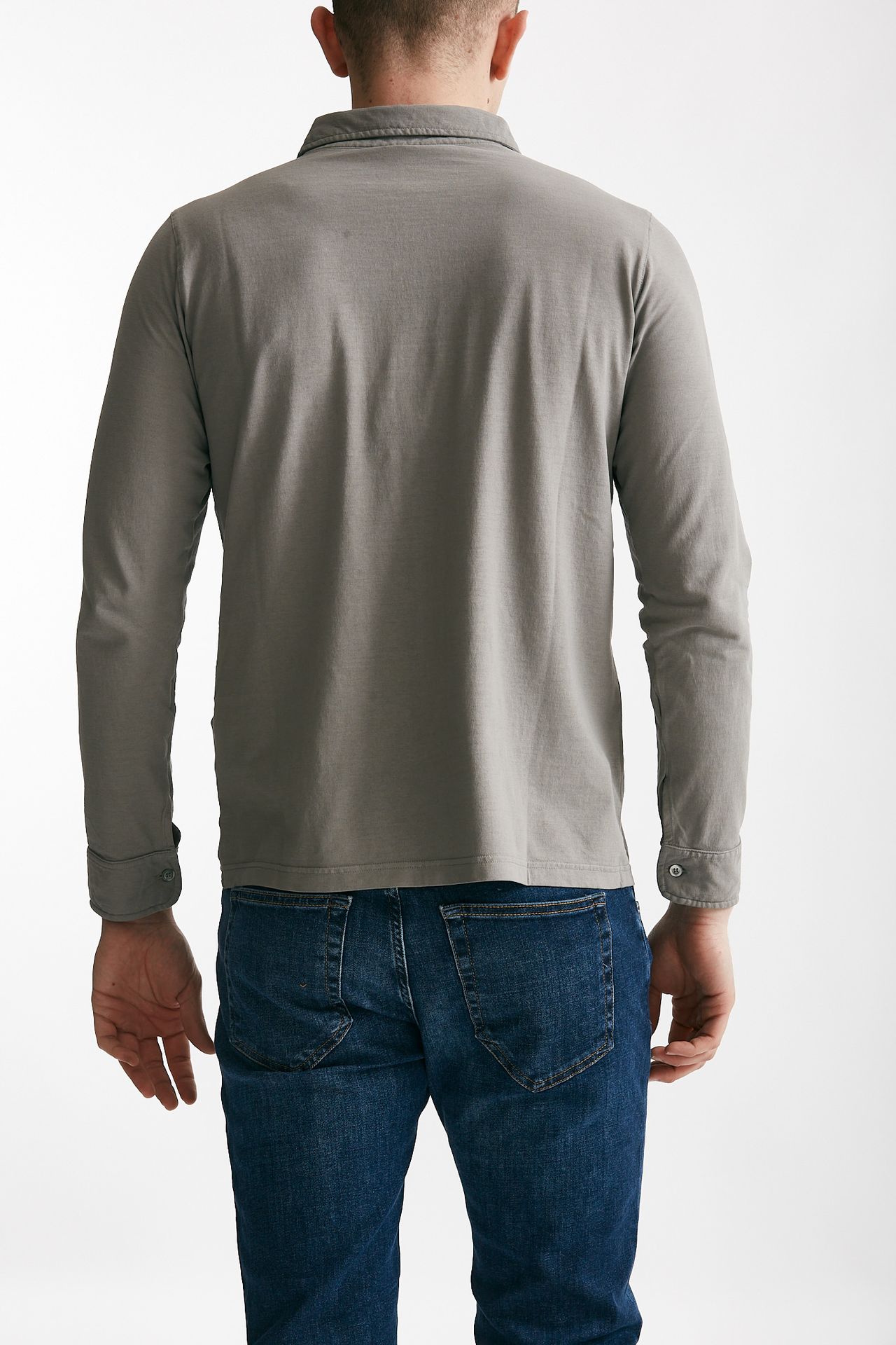 Polo camicia in cotone grigio