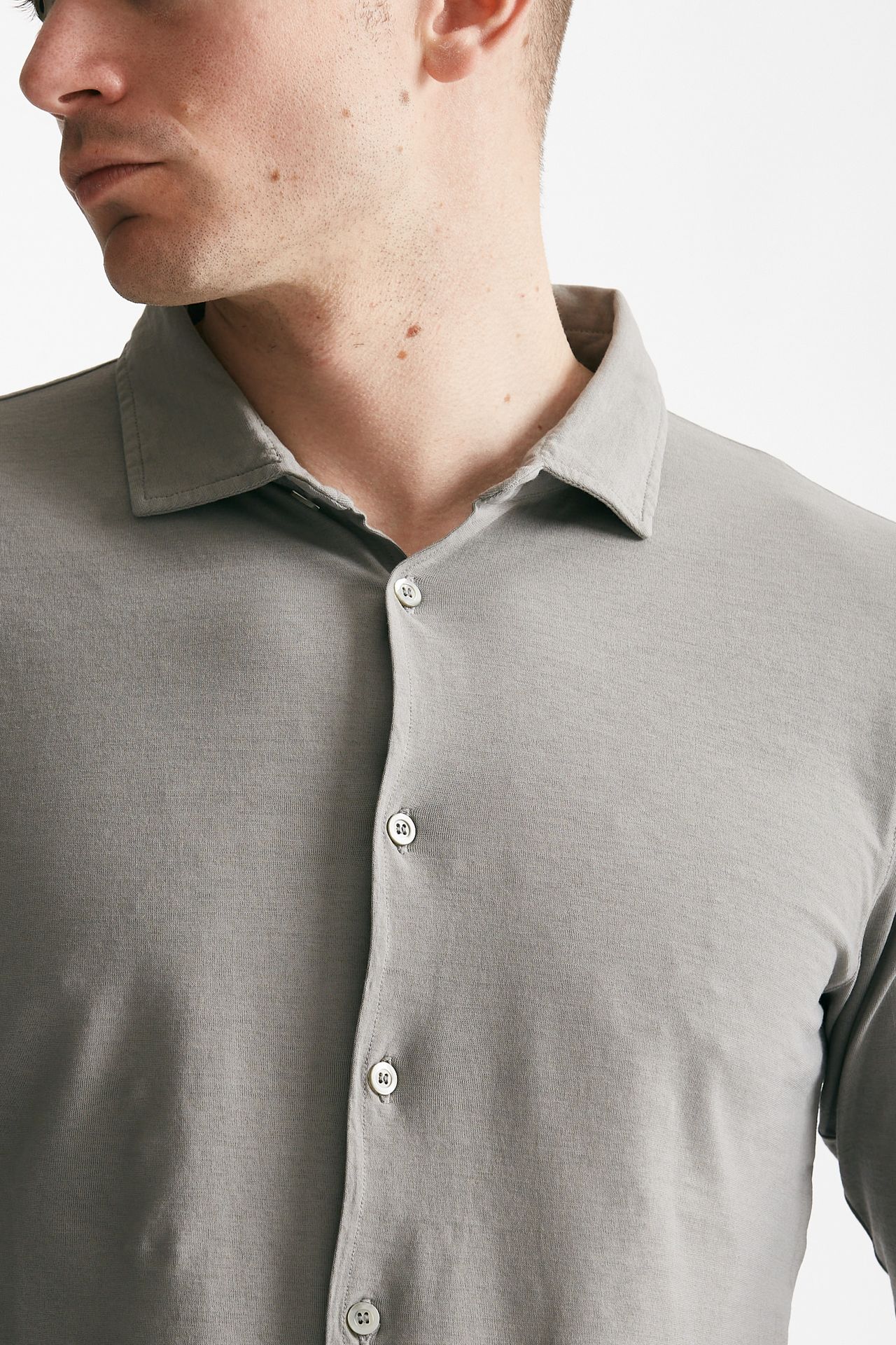 Polo camicia in cotone grigio