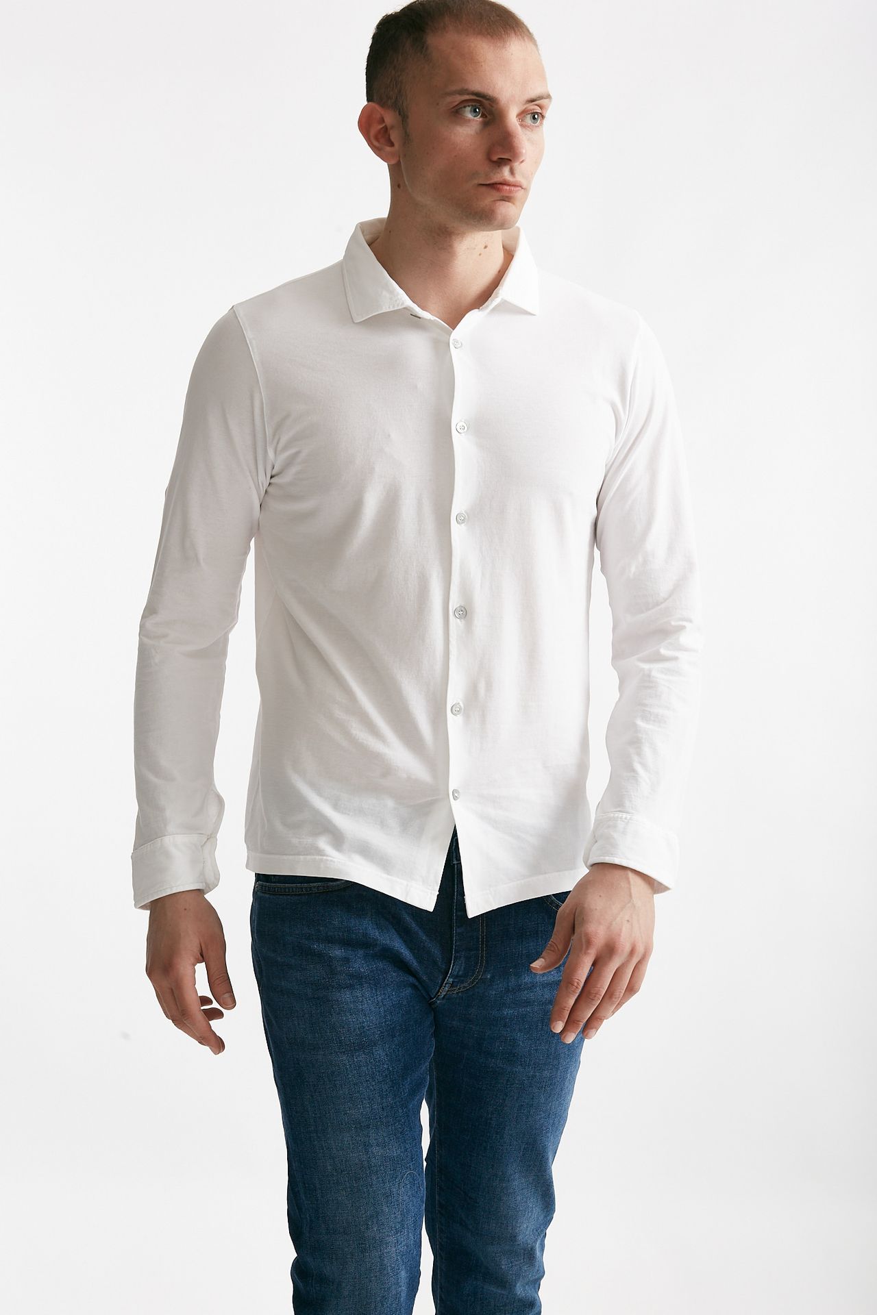 Polo camicia in cotone bianco
