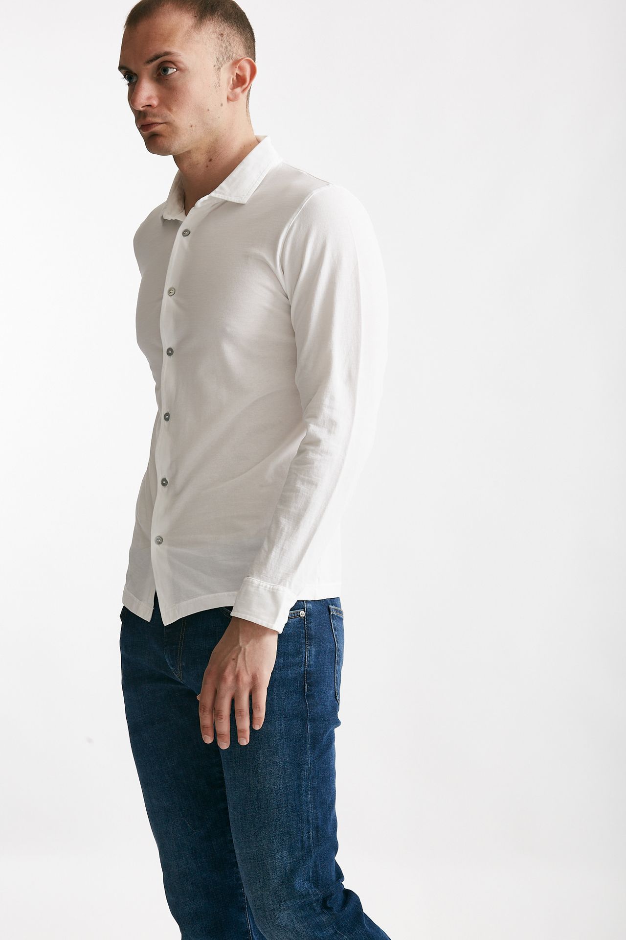 Polo camicia in cotone bianco