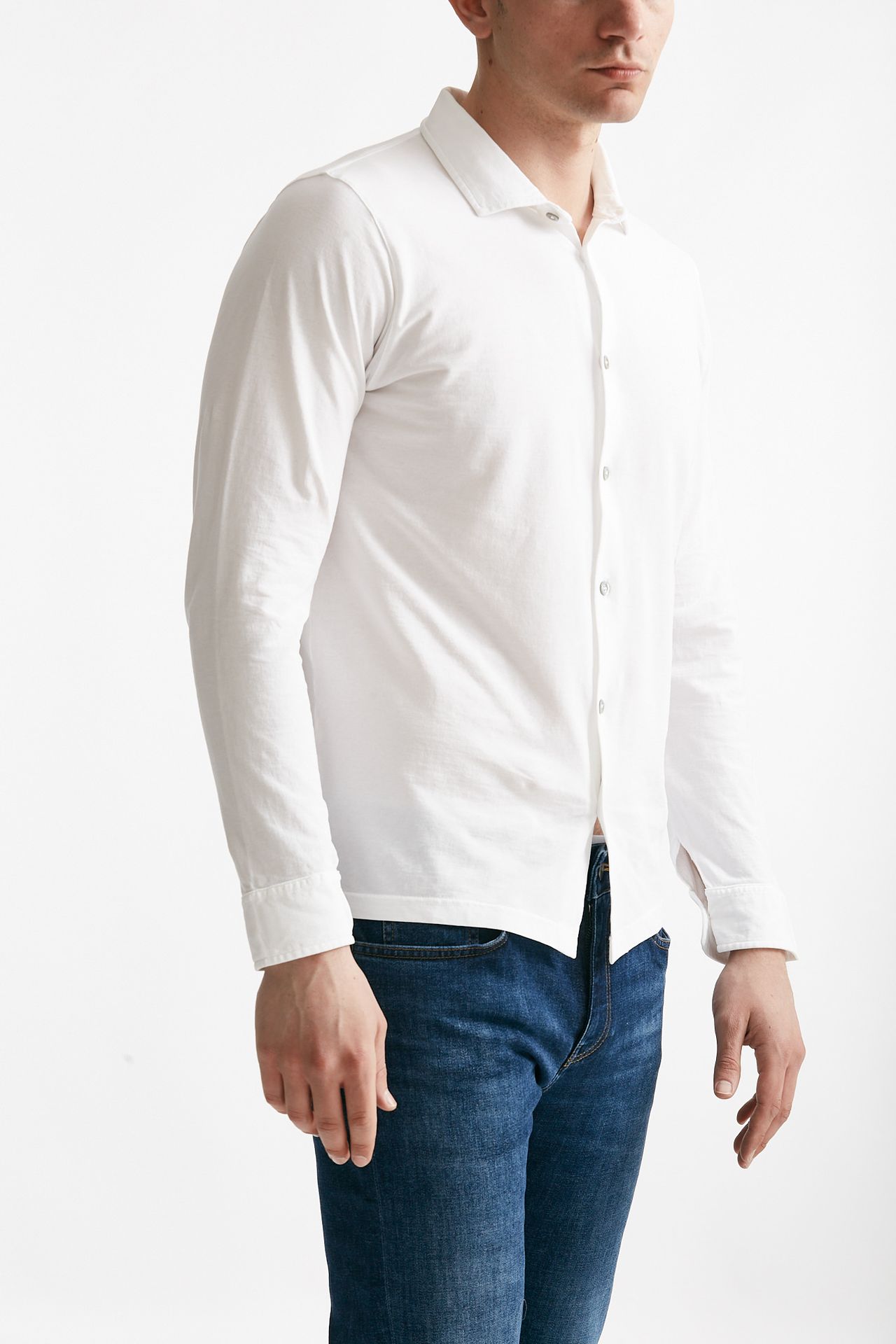 Polo camicia in cotone bianco
