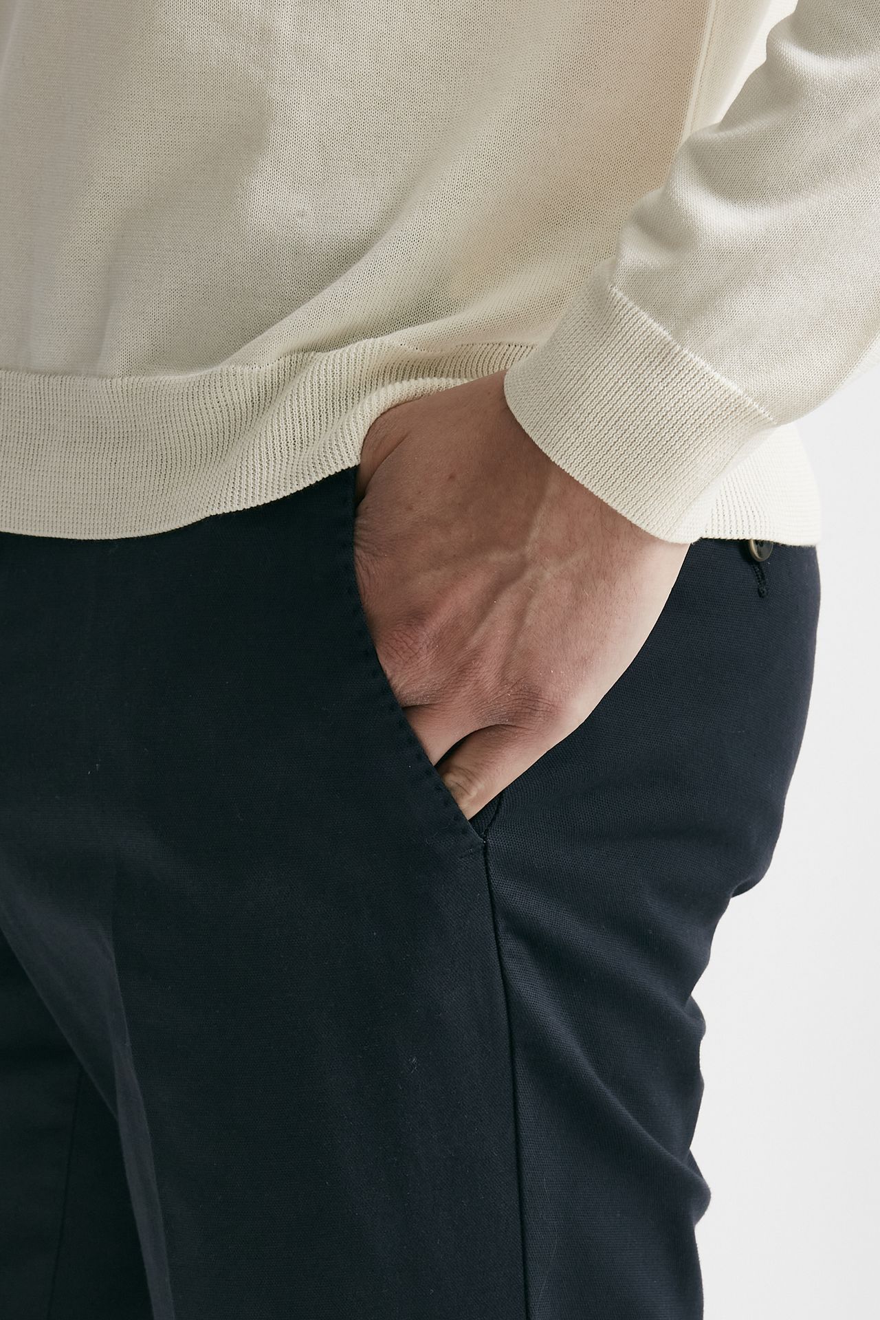 Pantalone in cotone lavato stretch SLIM FIT blu