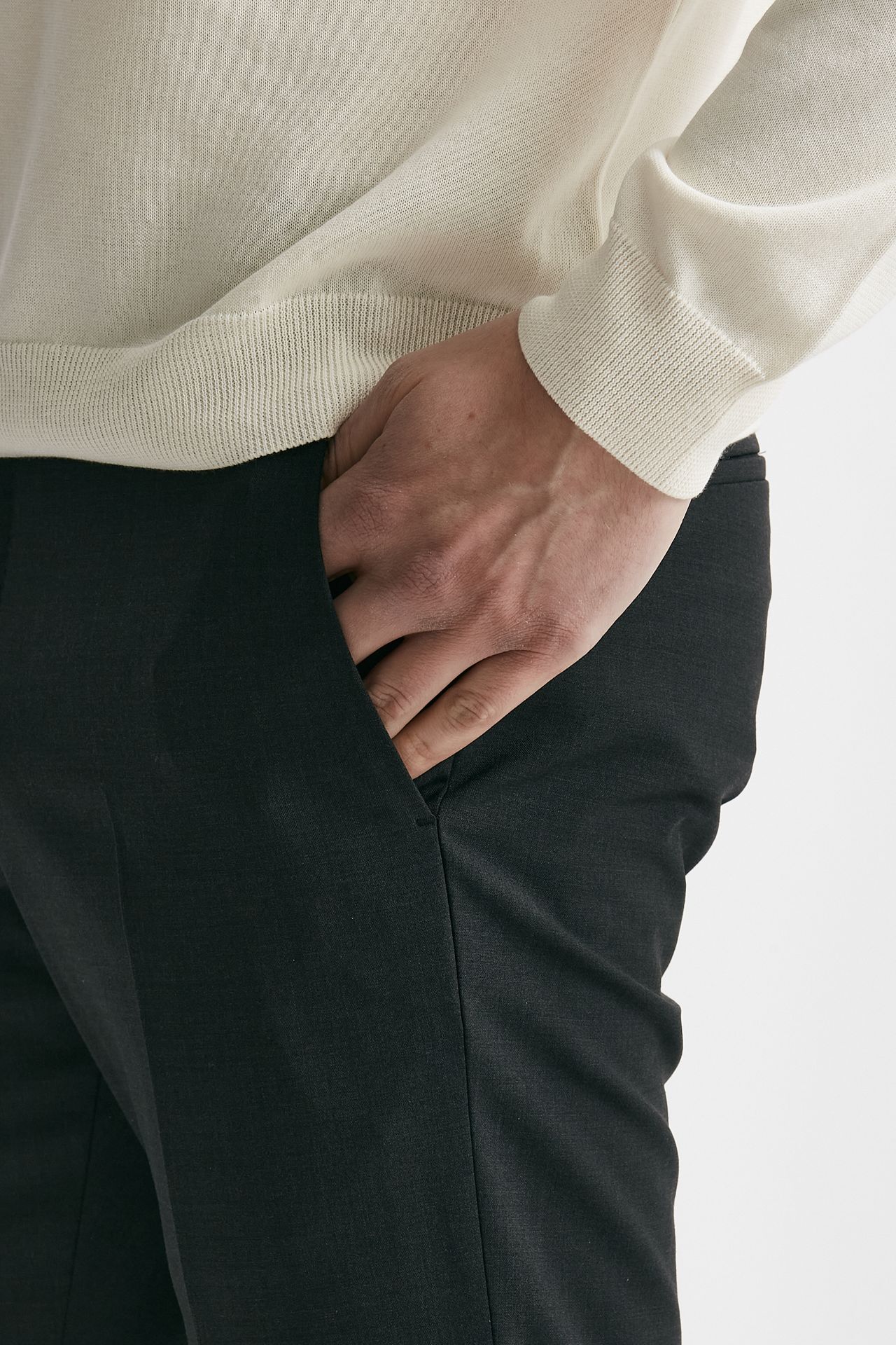 Pantalone in lana stretch EDGE- DIECI grigio antracite