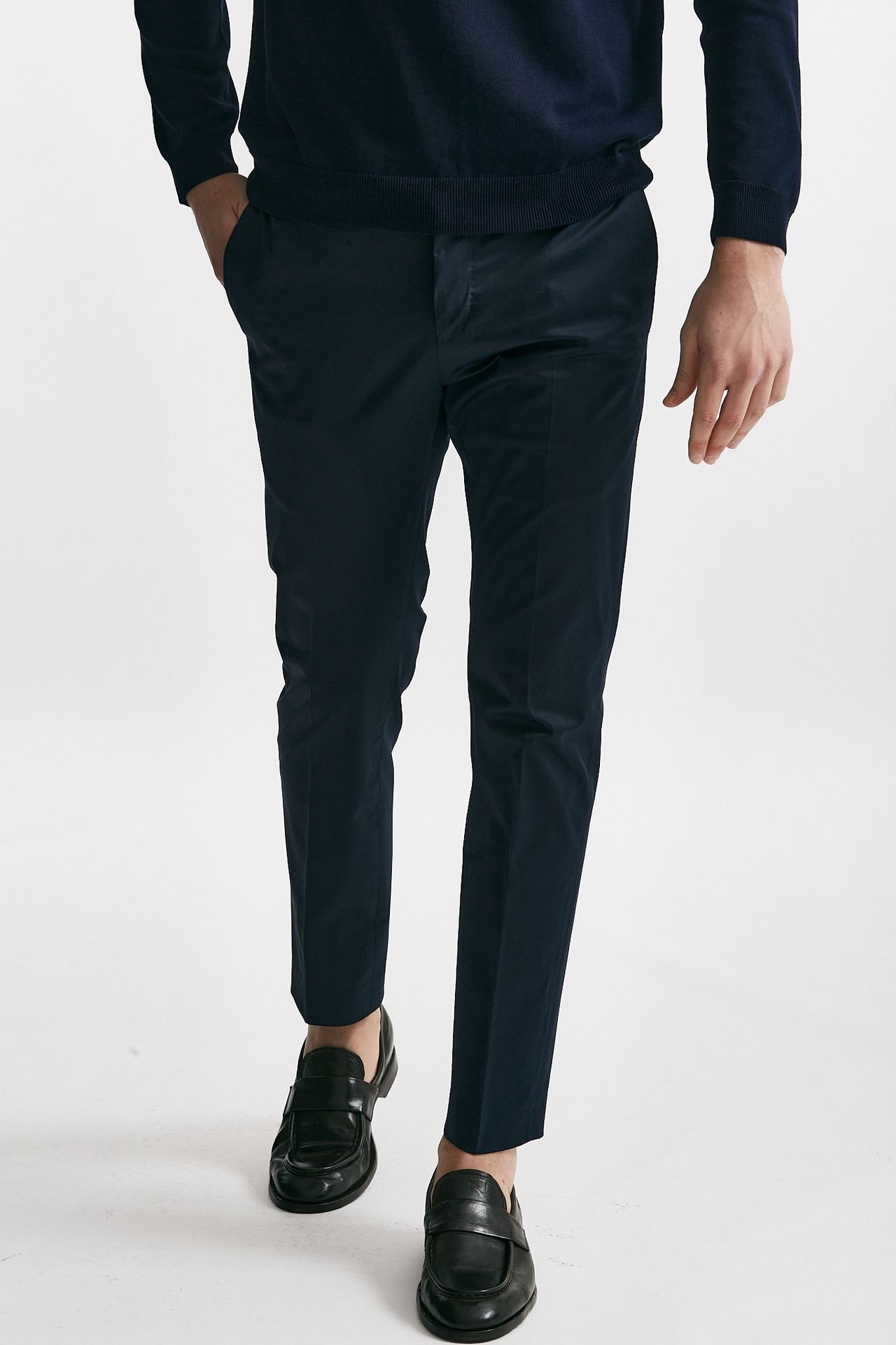 Pantalone in cotone raso stretch EDGE- DIECI blu