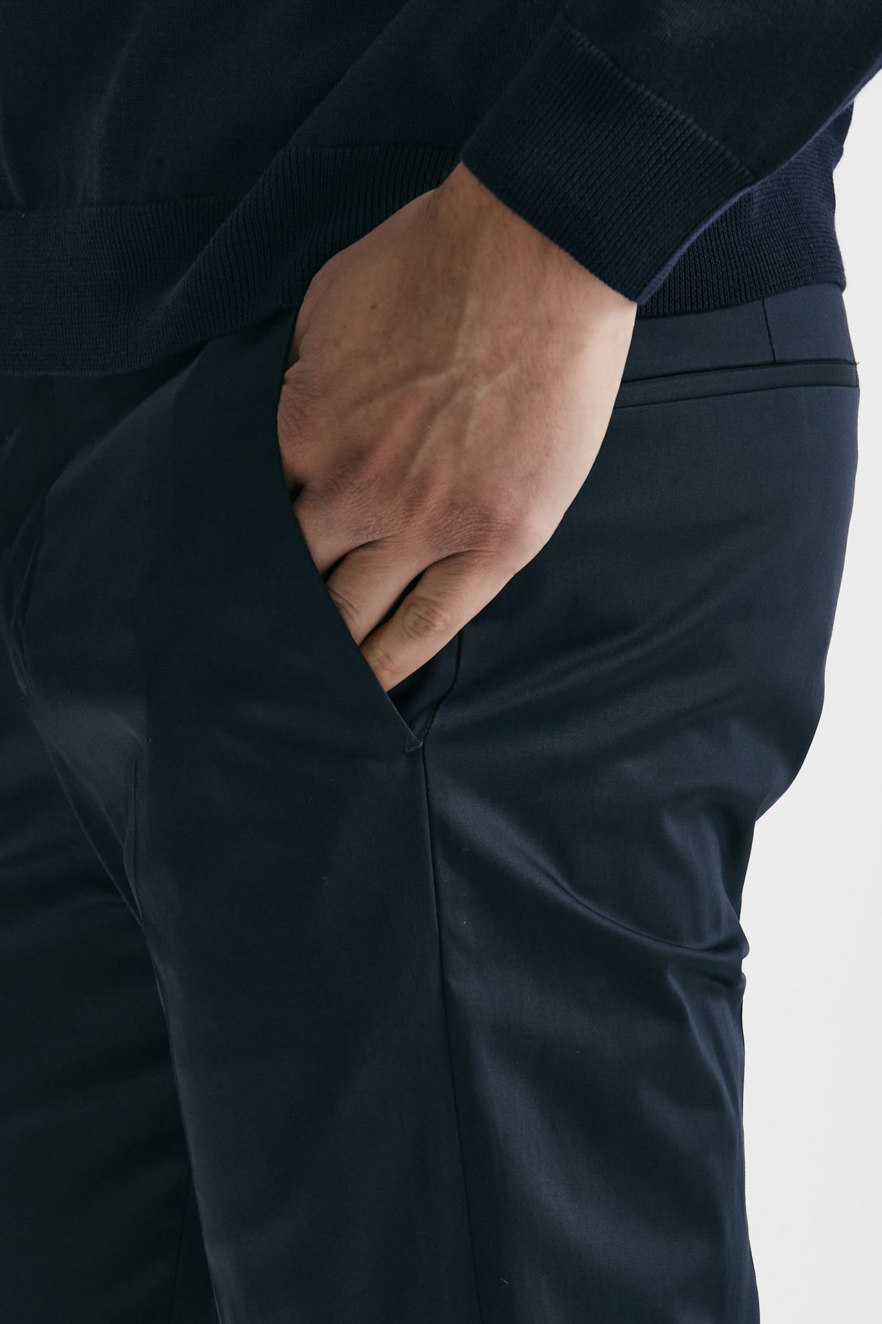 Pantalone in cotone raso stretch EDGE- DIECI blu