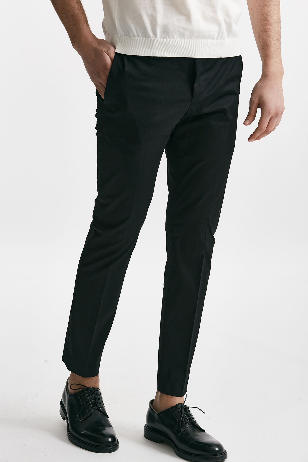 Pantalone in cotone raso stretch EDGE- DIECI nero