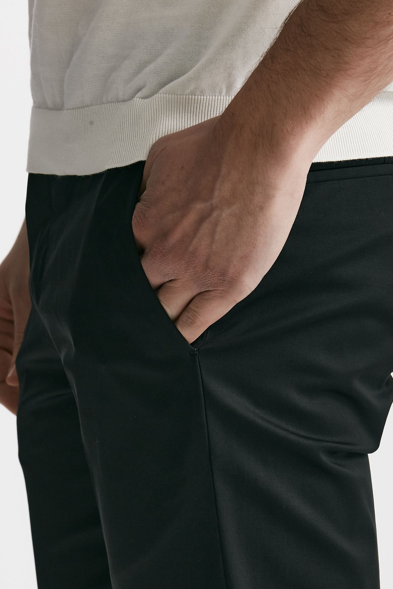 Pantalone in cotone raso stretch EDGE- DIECI nero