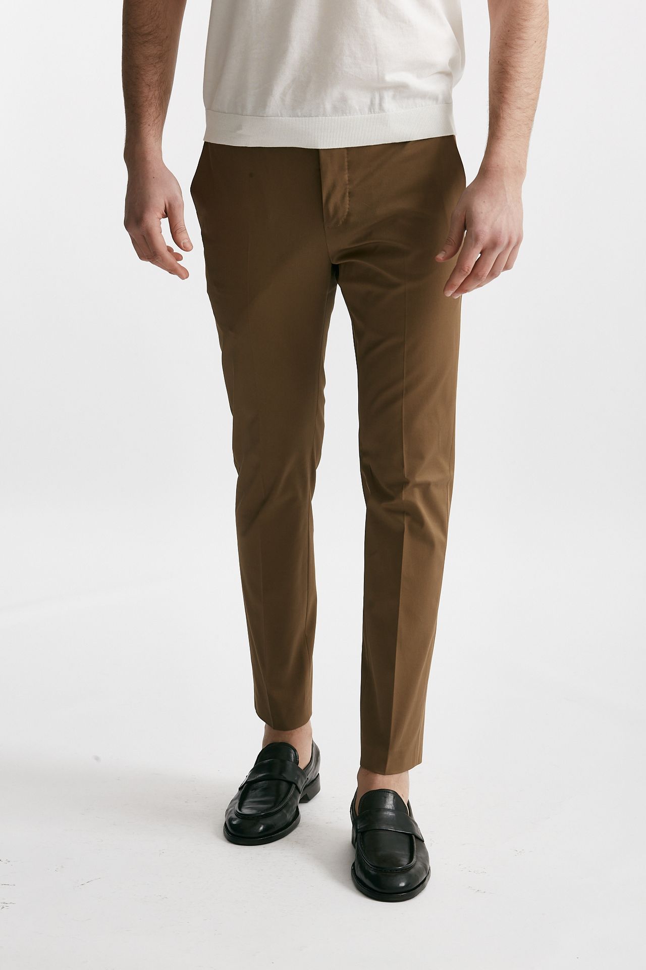 Pantalone in cotone raso stretch EDGE- DIECI cammello