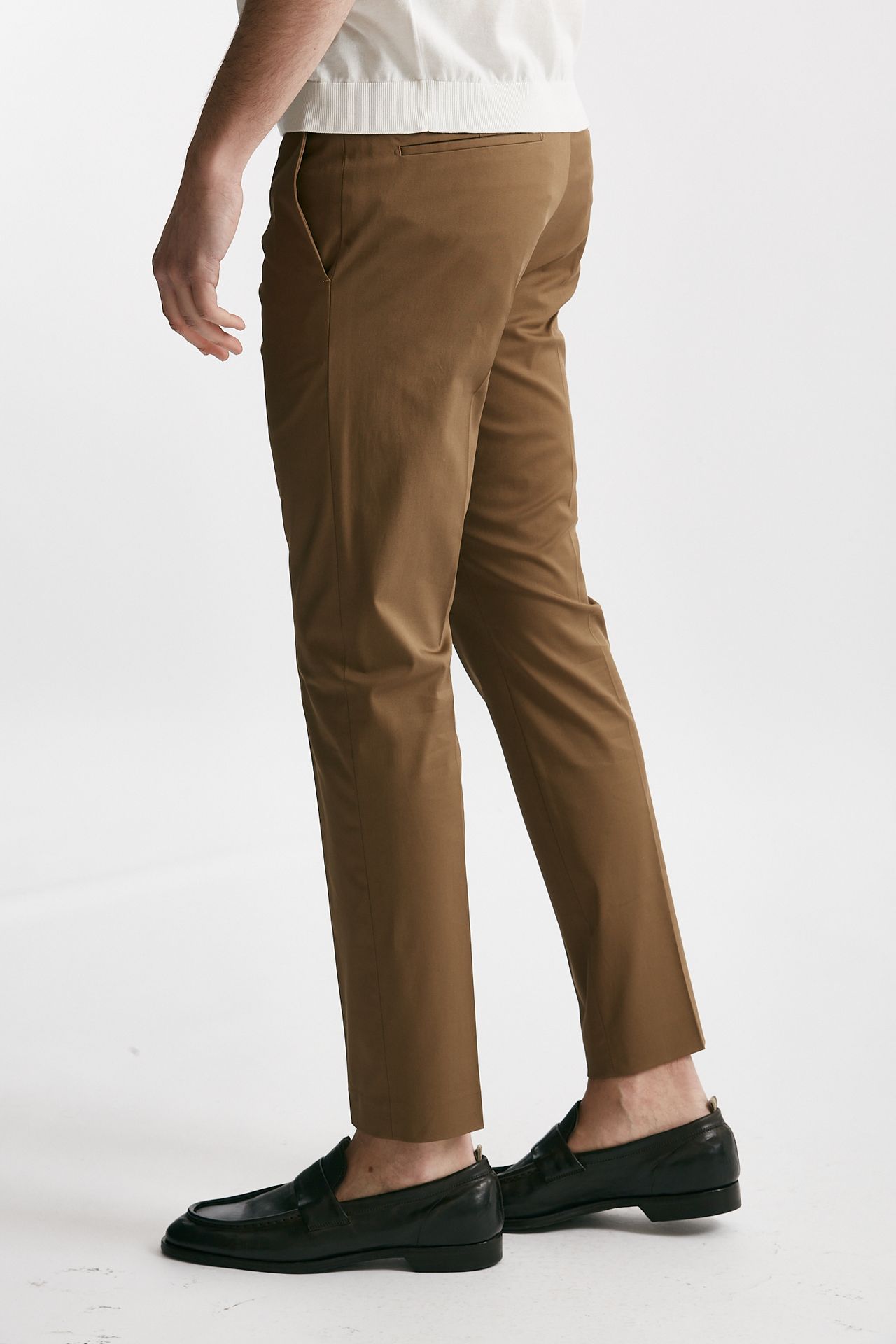 Pantalone in cotone raso stretch EDGE- DIECI cammello