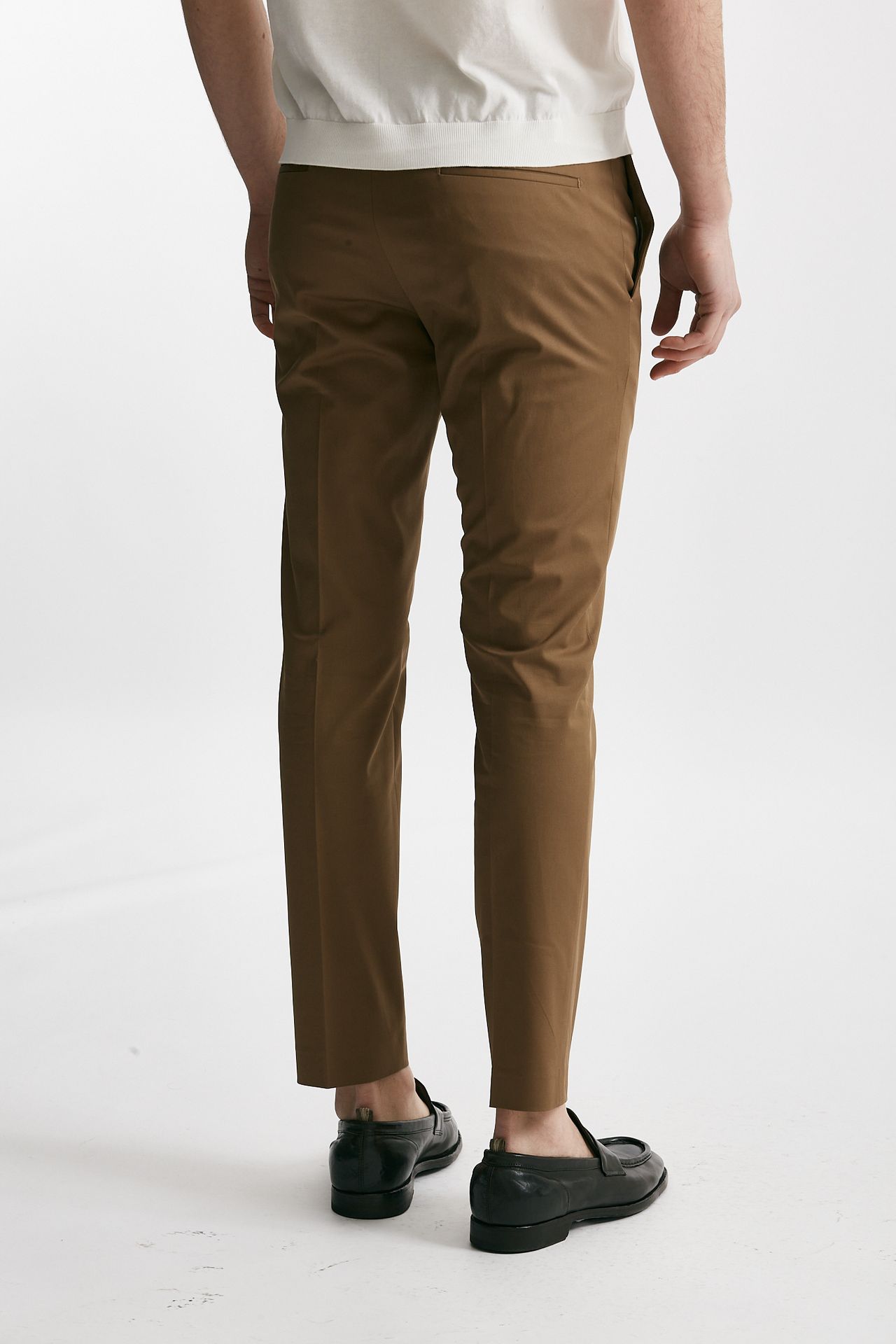Pantalone in cotone raso stretch EDGE- DIECI cammello