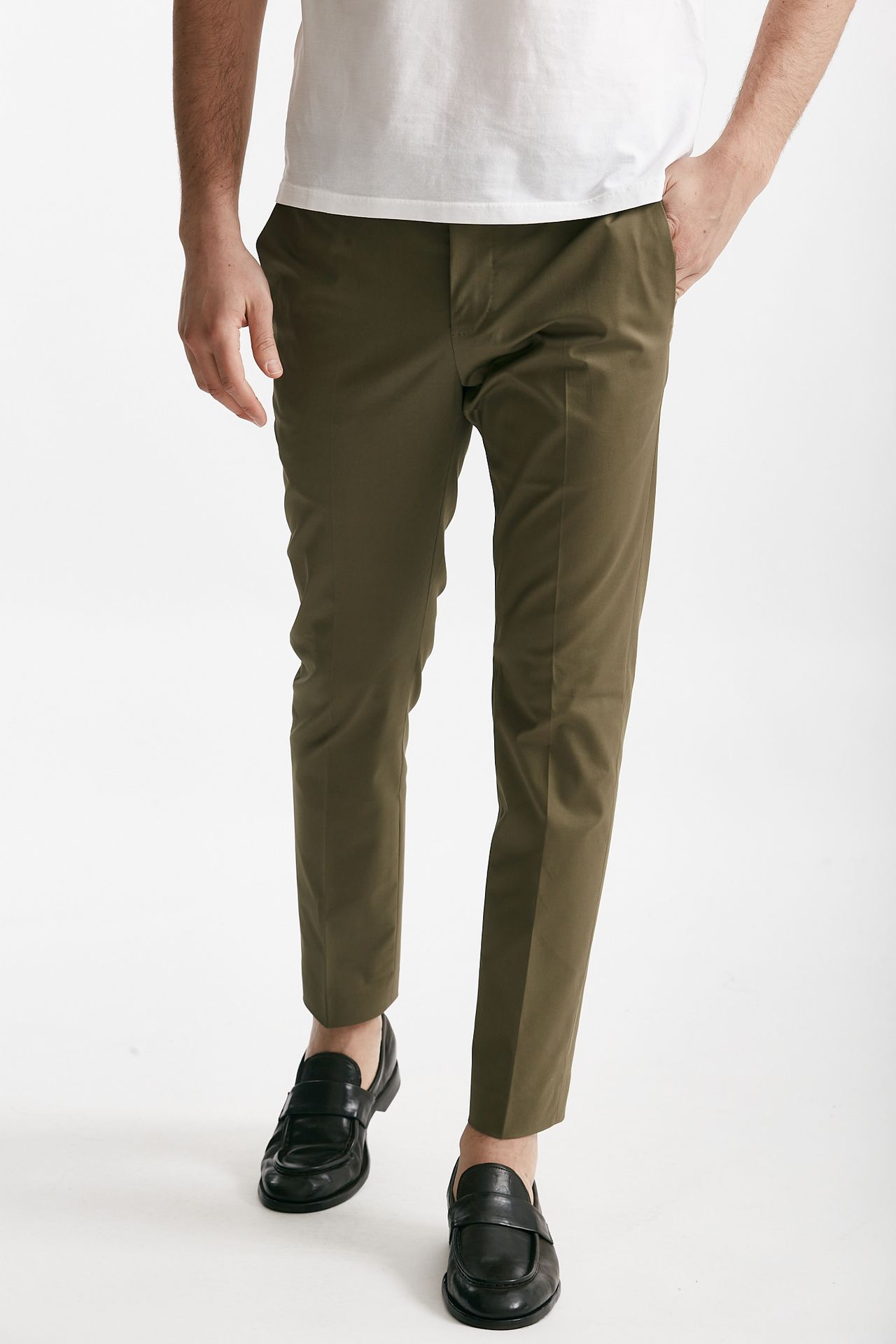 Pantalone EDGE- DIECI in cotone raso stretch verde