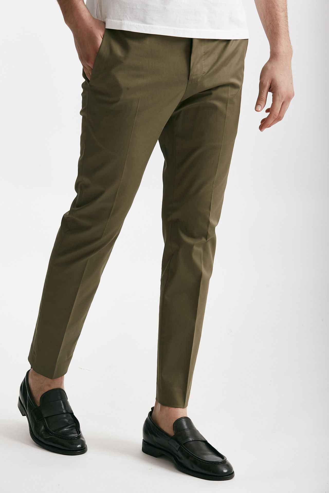 Pantalone EDGE- DIECI in cotone raso stretch verde