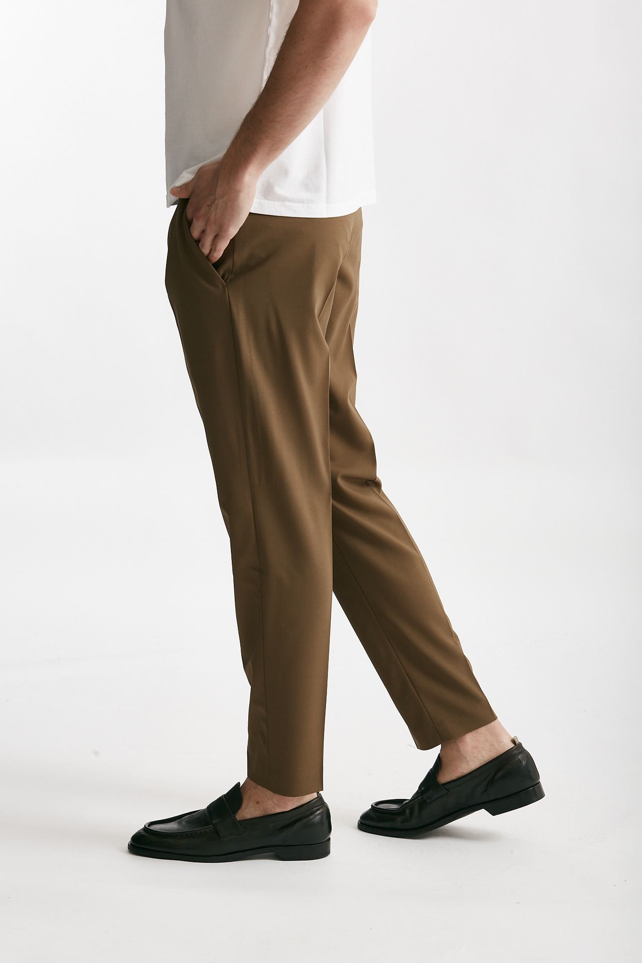 Pantalone EDGE-REBEL in lana stretch cammello