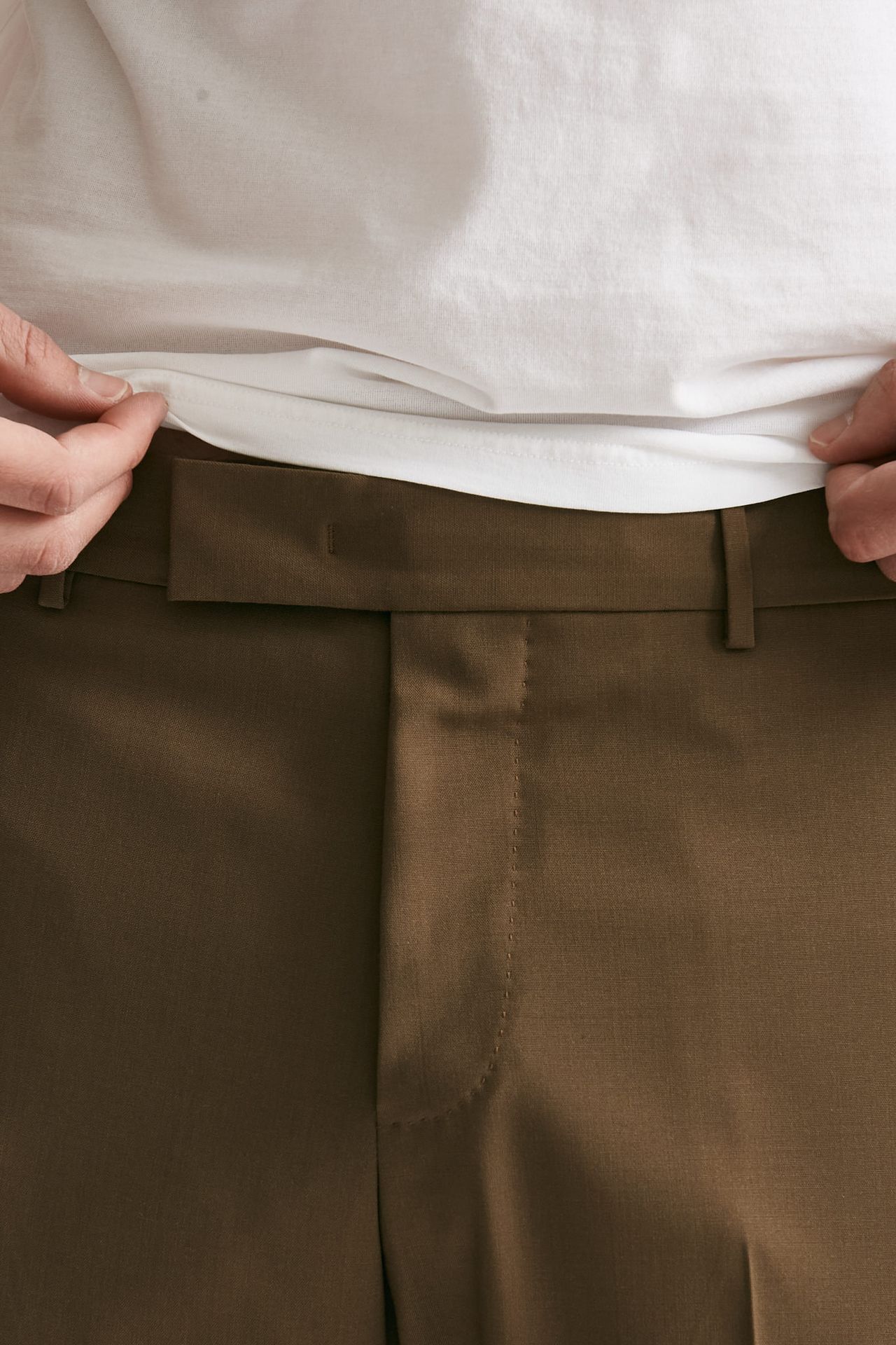 Pantalone EDGE-REBEL in lana stretch cammello