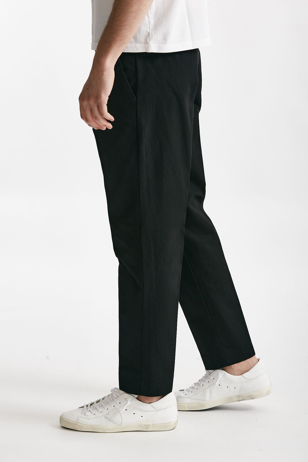 Pantalone EDGE-REBEL in cotone e lino nero
