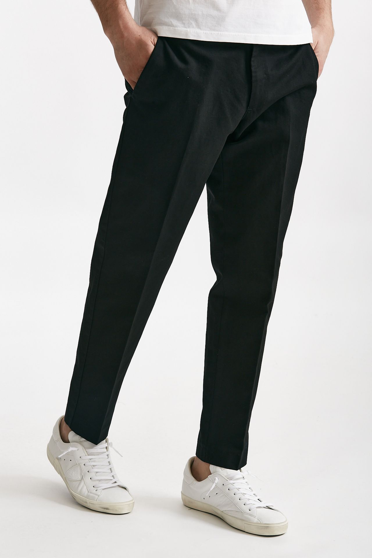 Pantalone EDGE-REBEL in cotone e lino nero