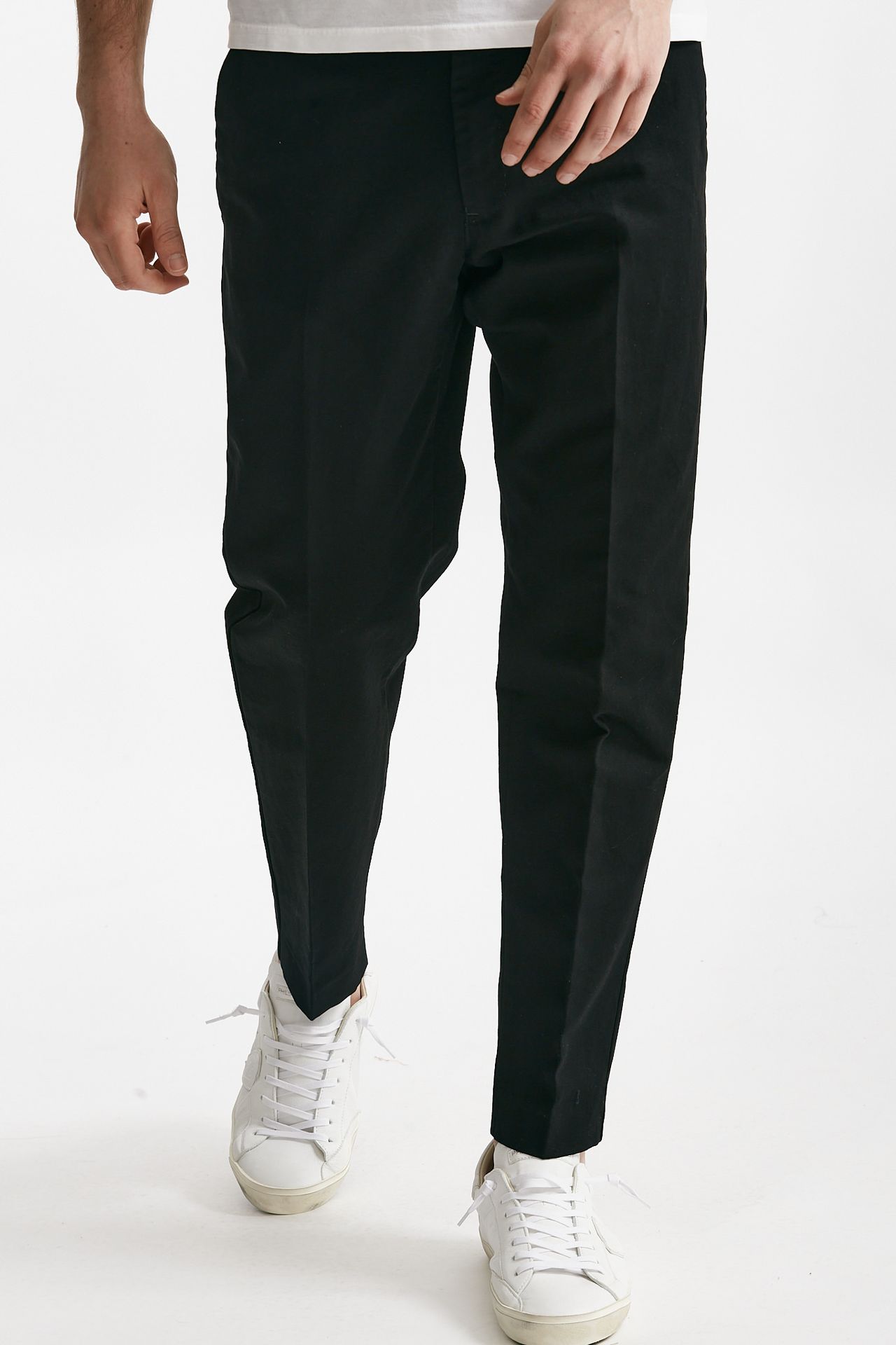 Pantalone EDGE-REBEL in cotone e lino nero