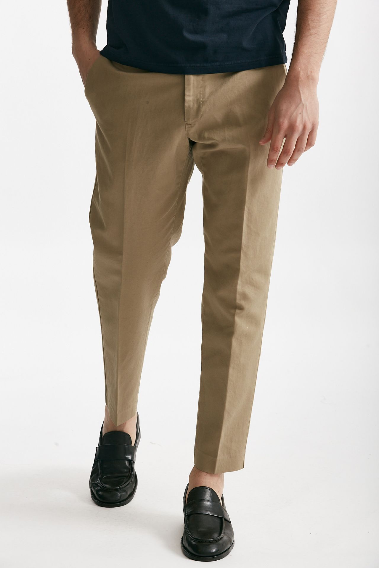Pantalone EDGE-REBEL in cotone e lino beige