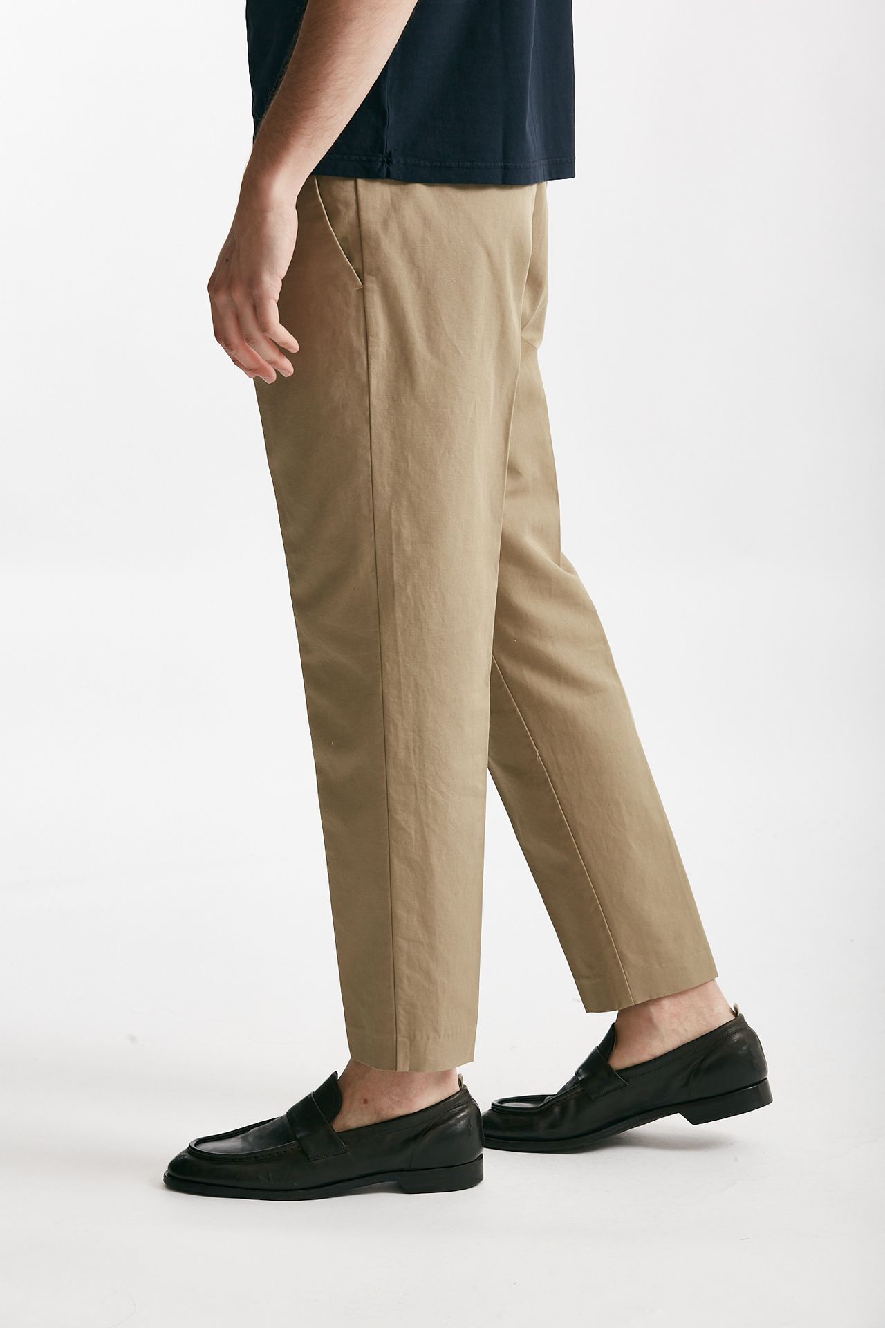 Pantalone EDGE-REBEL in cotone e lino beige