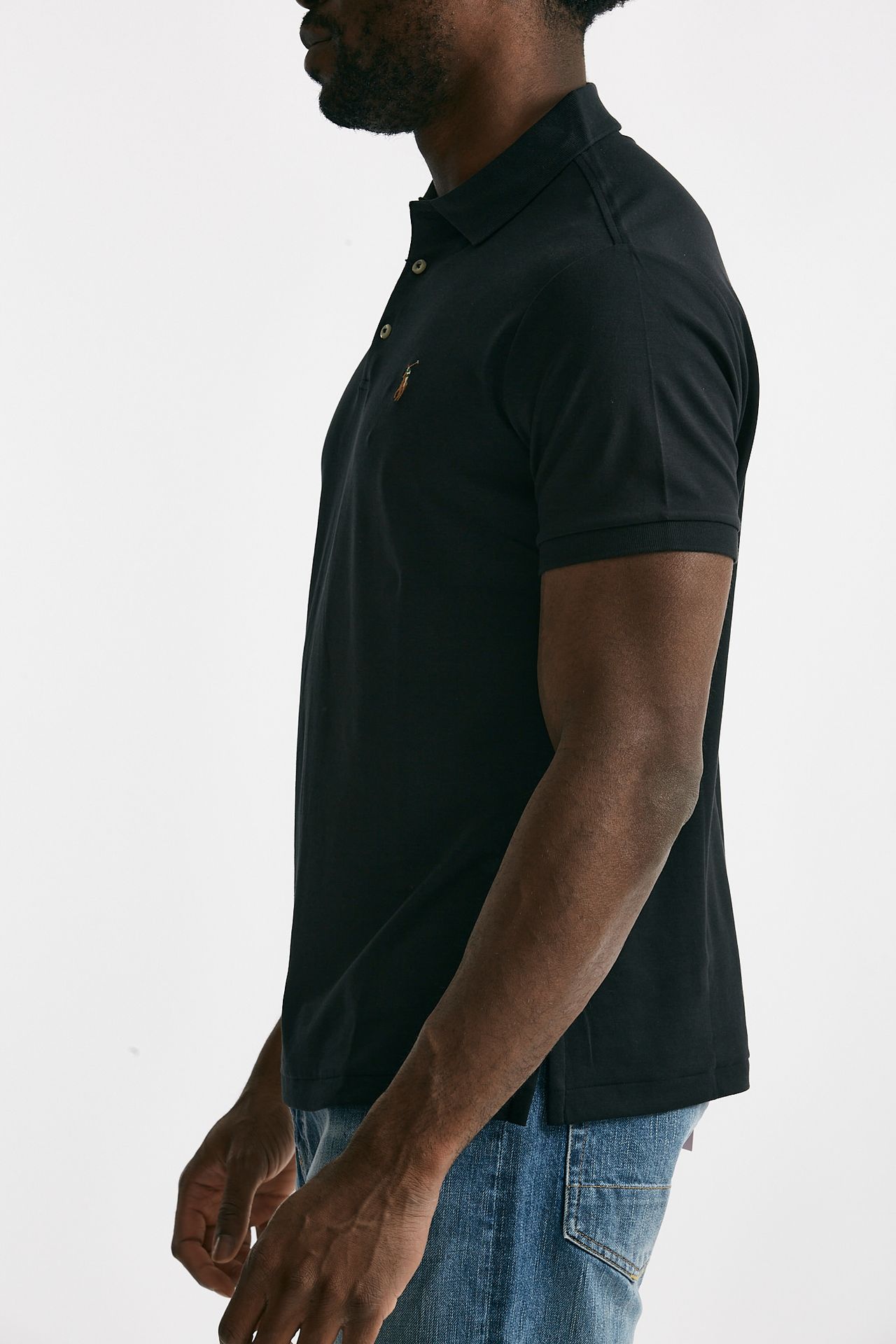 Polo in cotone Custom Slim-Fit nero