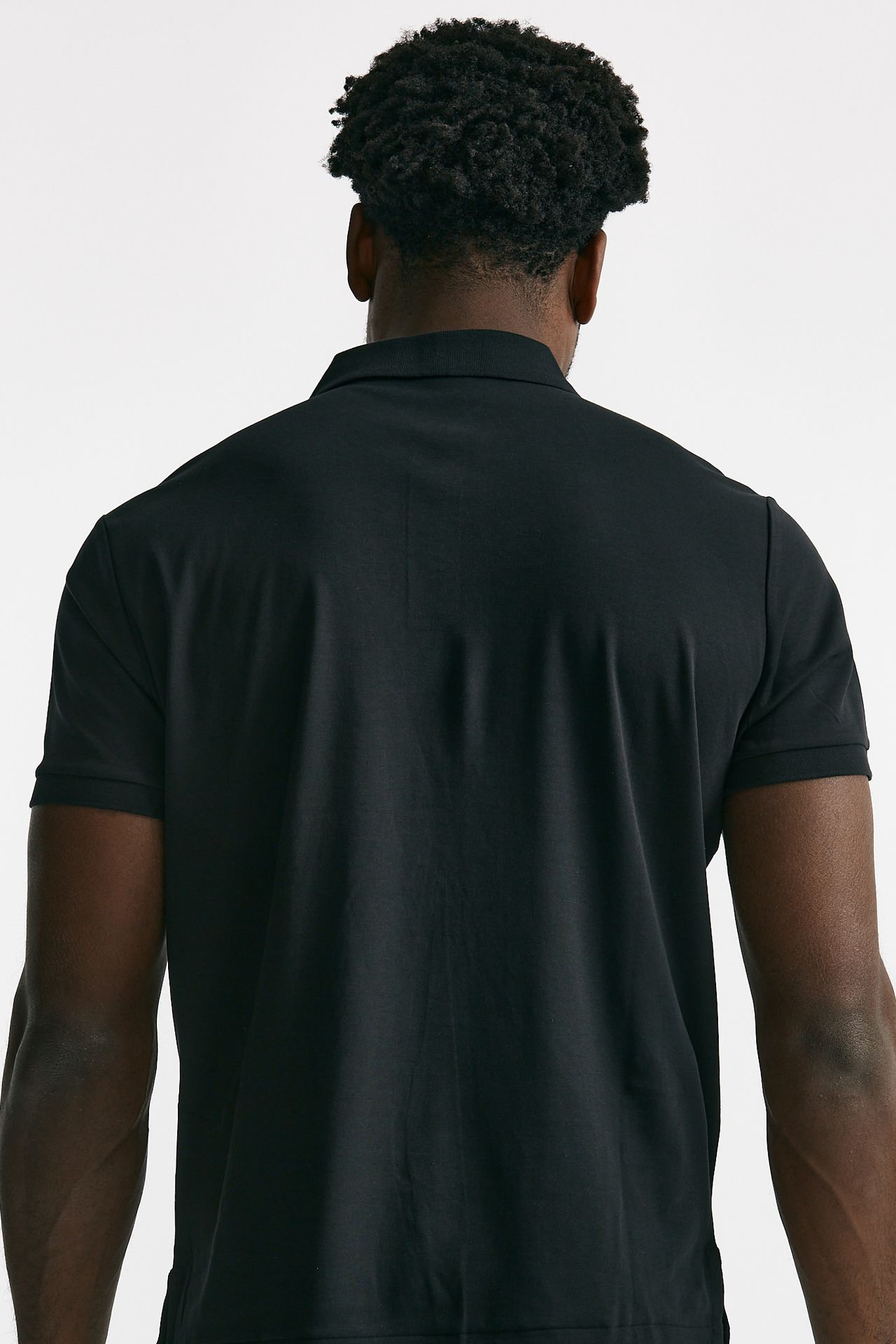 Polo in cotone Custom Slim-Fit nero