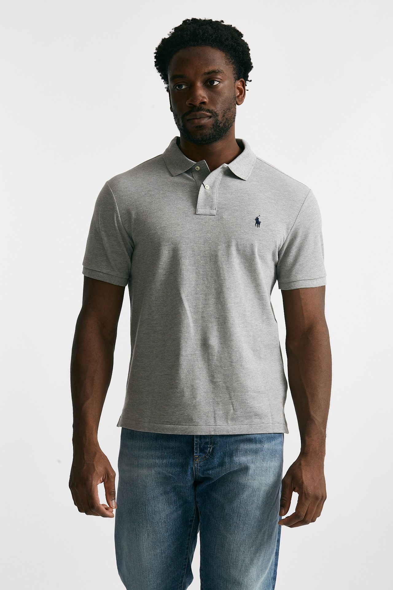 Polo in cotone Slim-Fit grigio