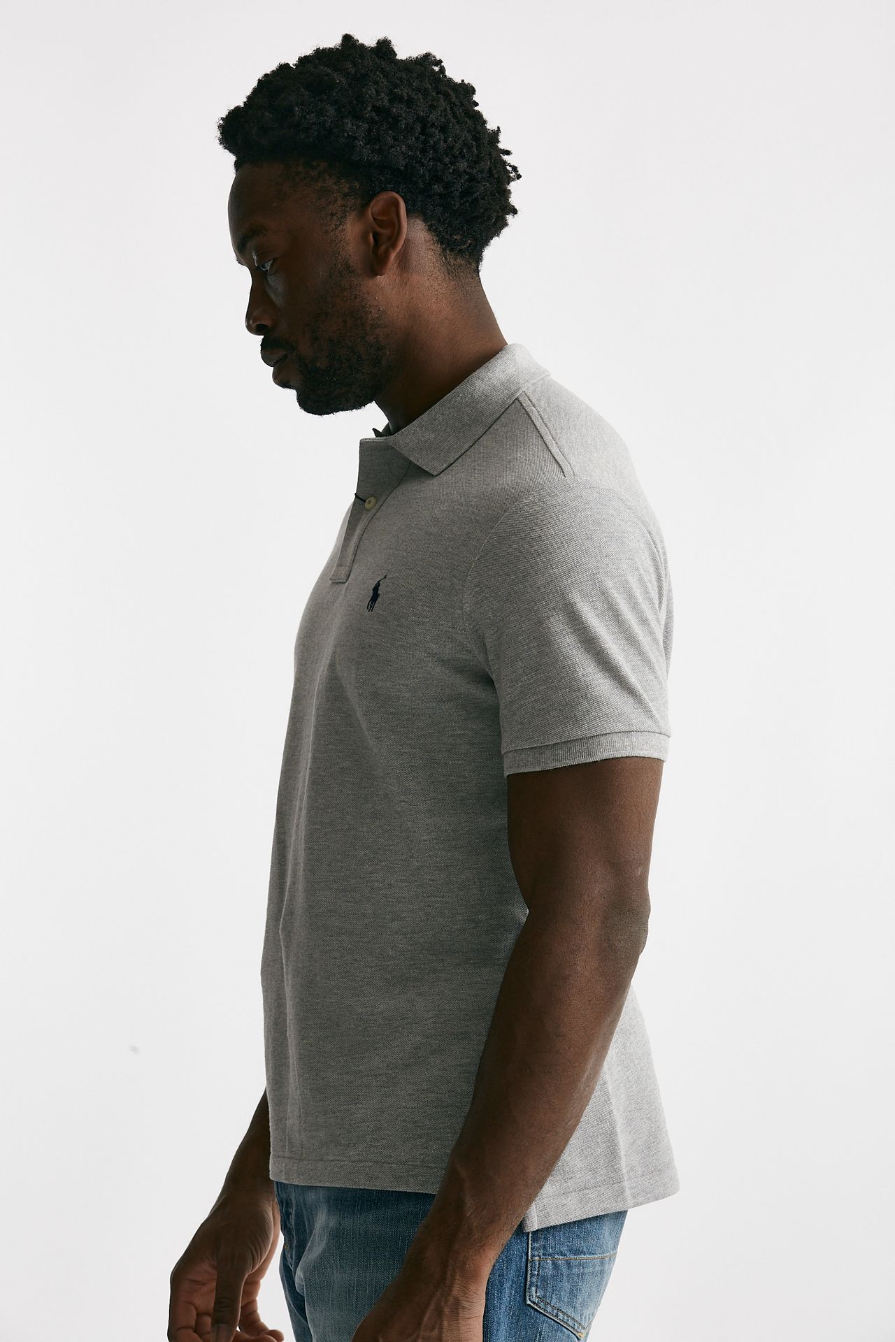 Polo in cotone Slim-Fit grigio