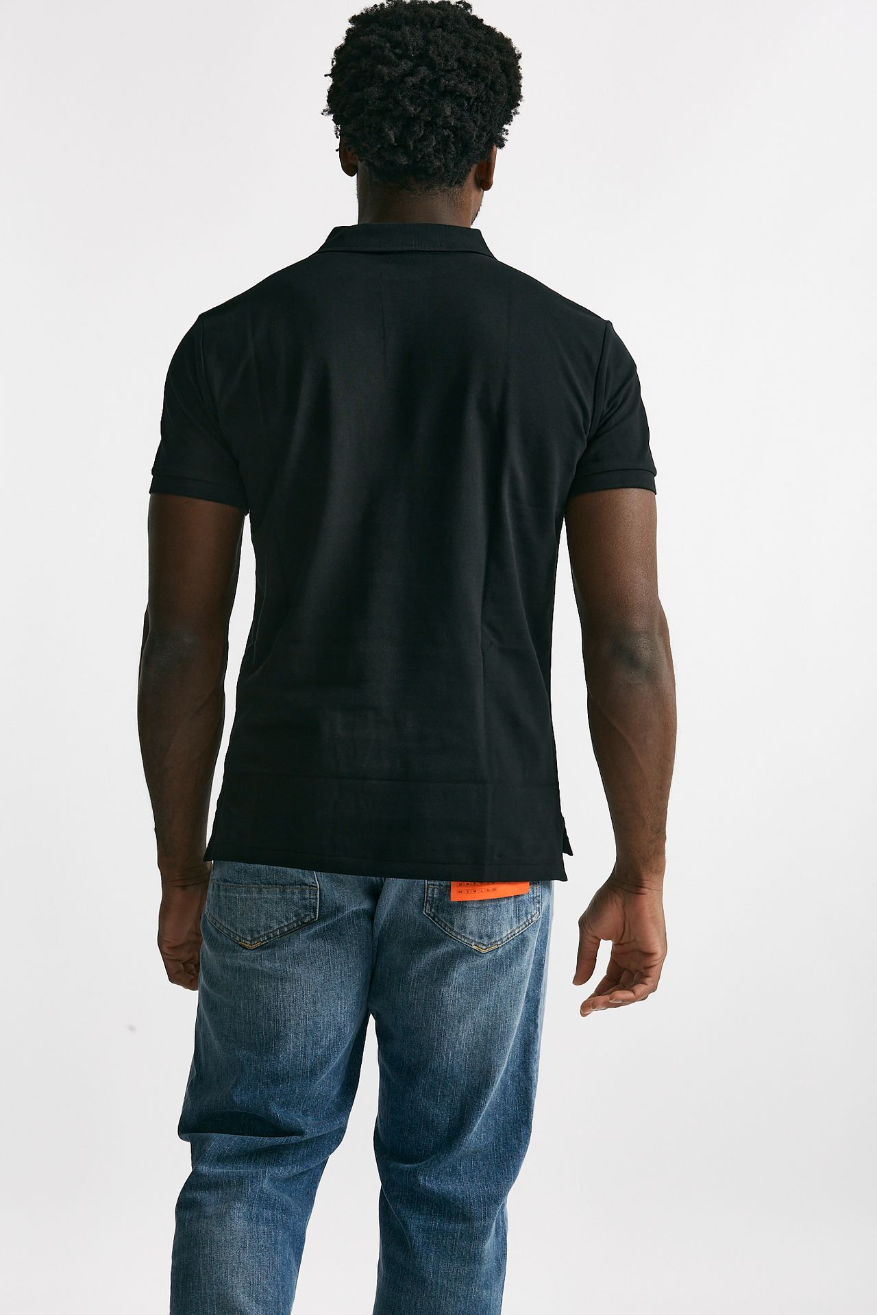 Polo in cotone Slim-Fit nero