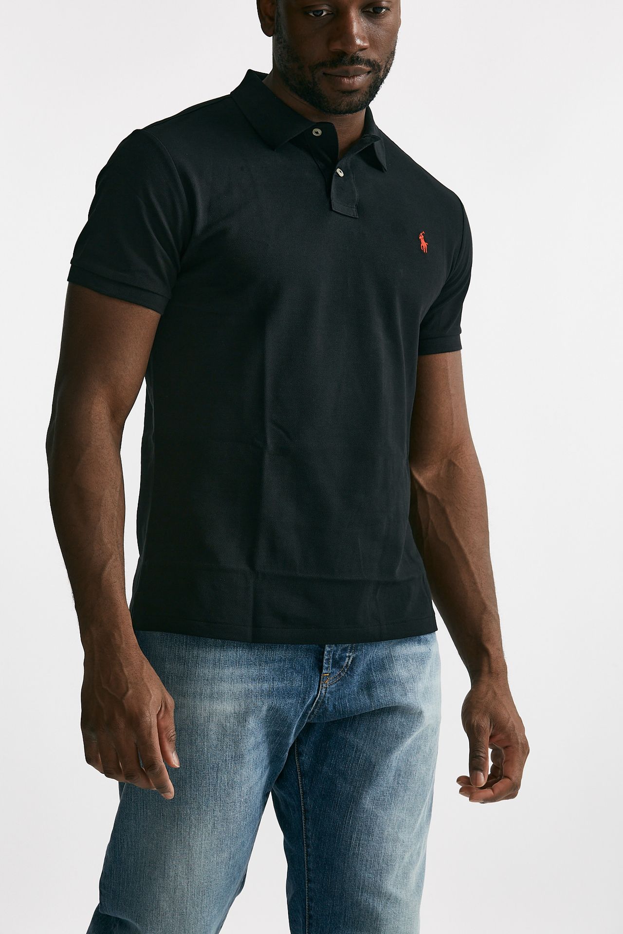 Polo in cotone Slim-Fit nero