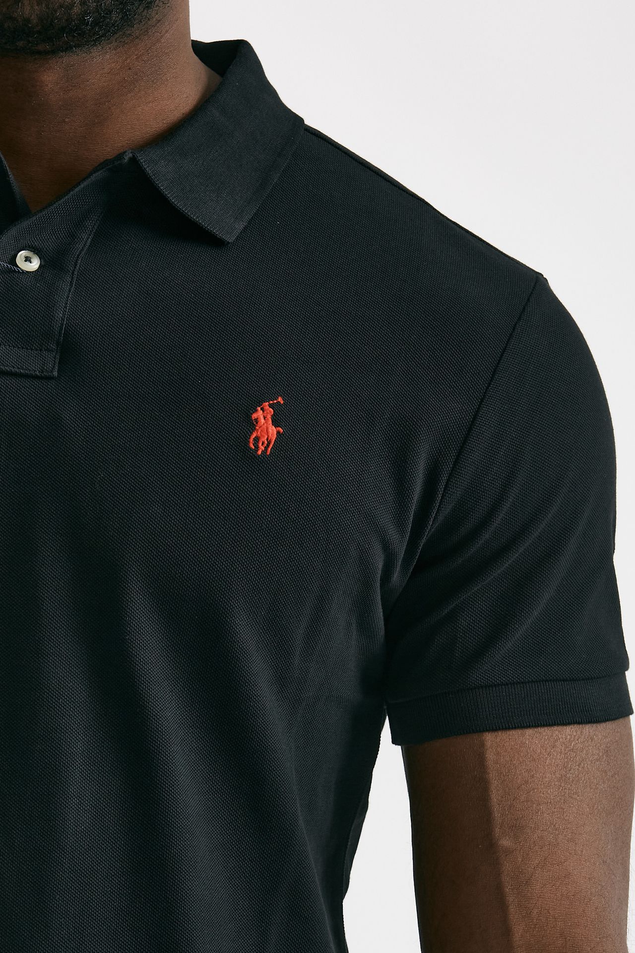 Polo in cotone Slim-Fit nero