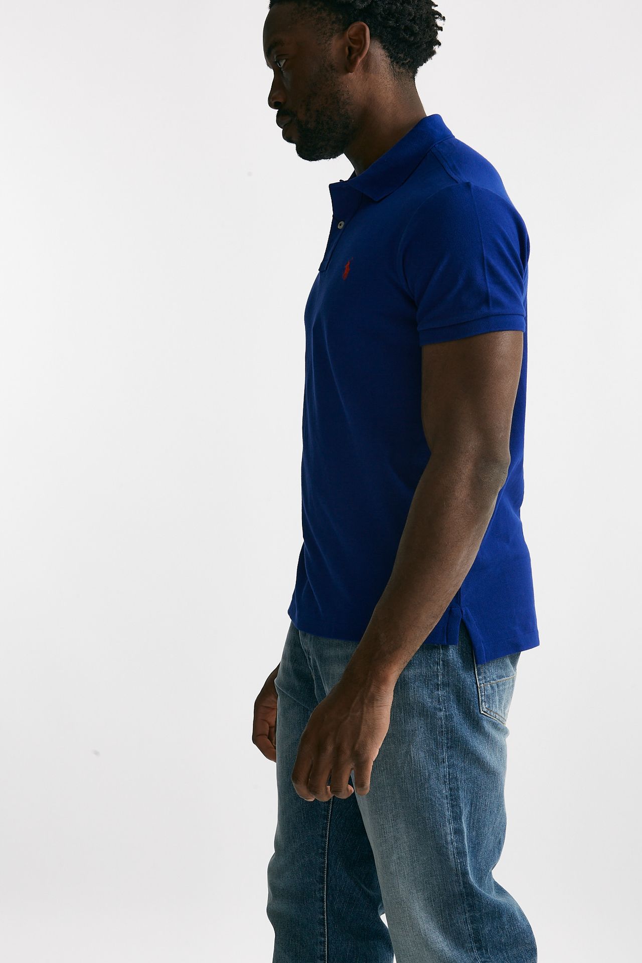Polo in cotone Slim-Fit blu elettrico
